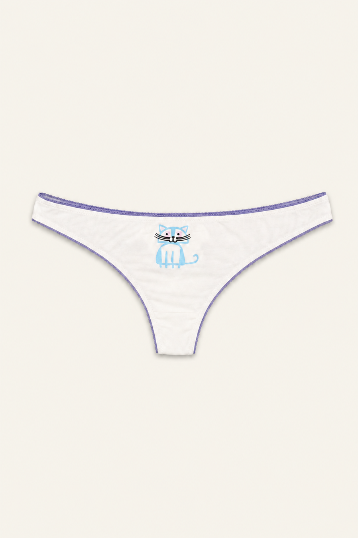 Tanga Cedille de Paul & Joe en algodón blanco con detalle de gato para una lencería delicada y con estilo refinado