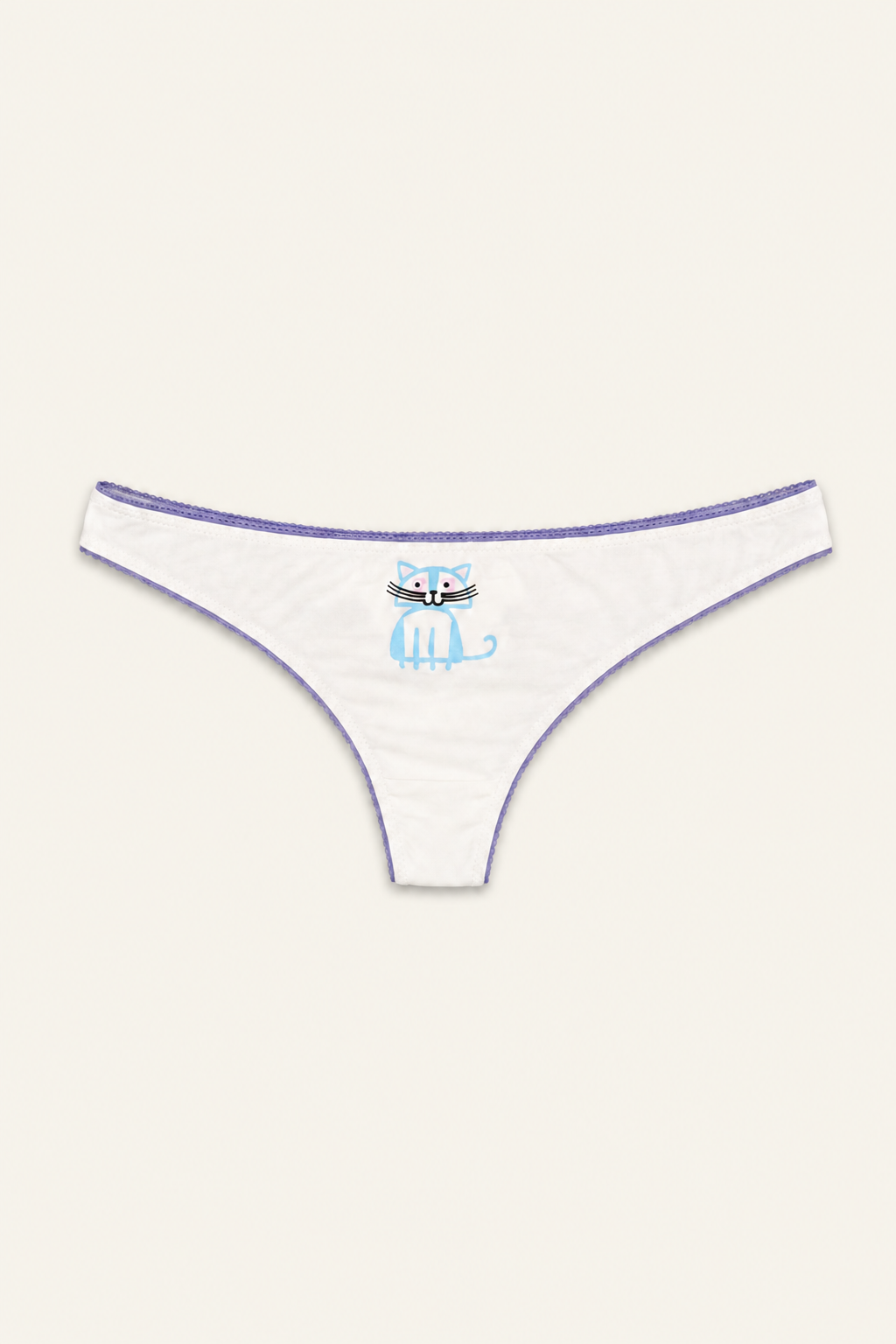Tanga Cedille de Paul & Joe en algodón blanco con detalle de gato para una lencería delicada y con estilo refinado
