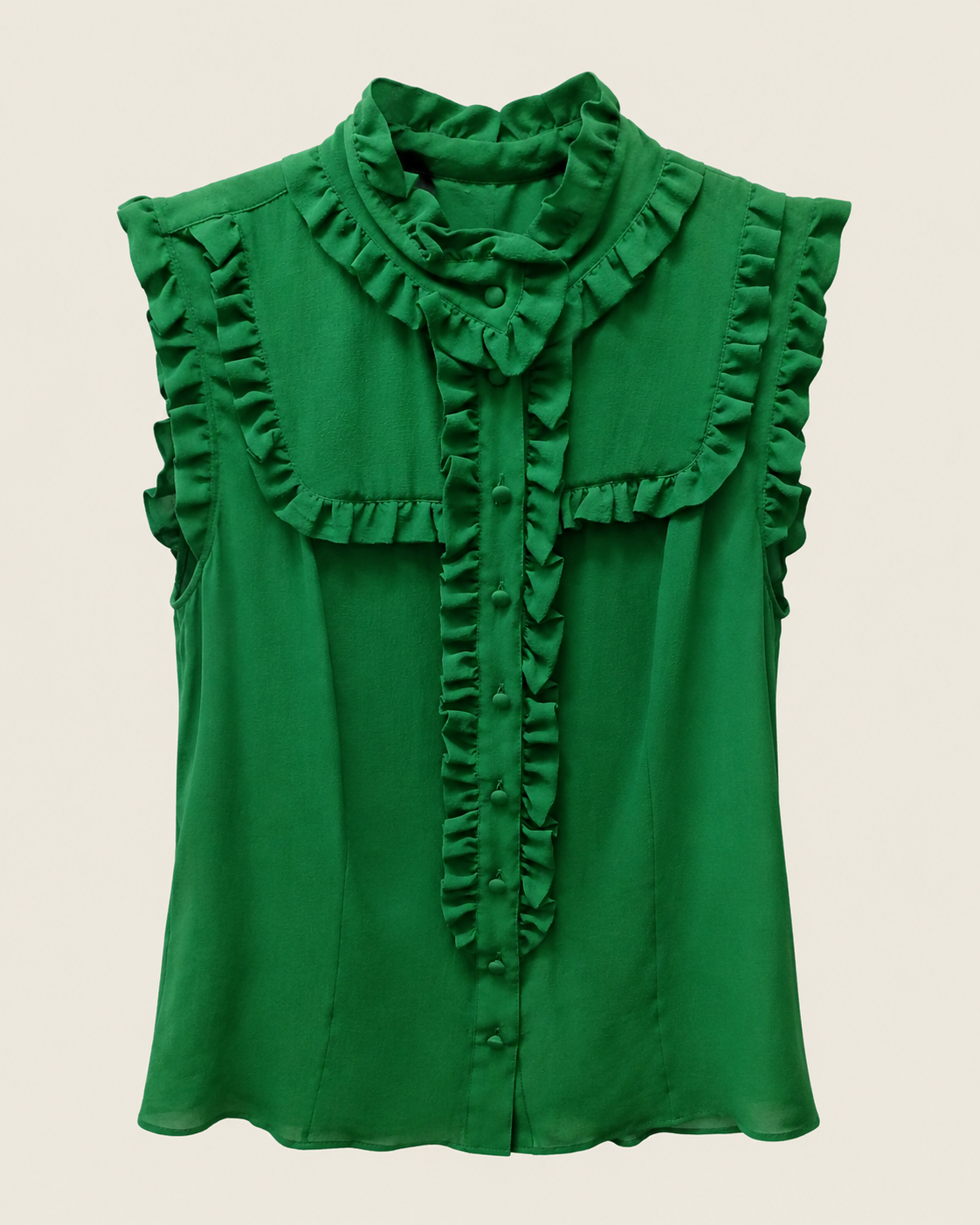 Blusa Derek Lam con volantes asimétricos en seda natural, escote barco y manga larga para looks sofisticados de oficina o cóctel