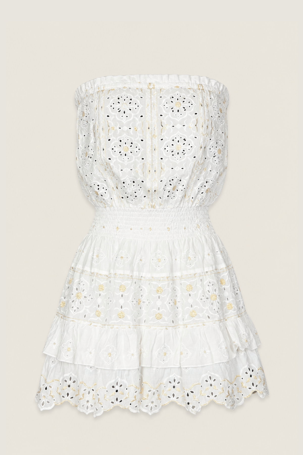 Vestido mini blanco Simeto de algodón ligero con diseño elegante ideal para verano, playa y looks casual chic