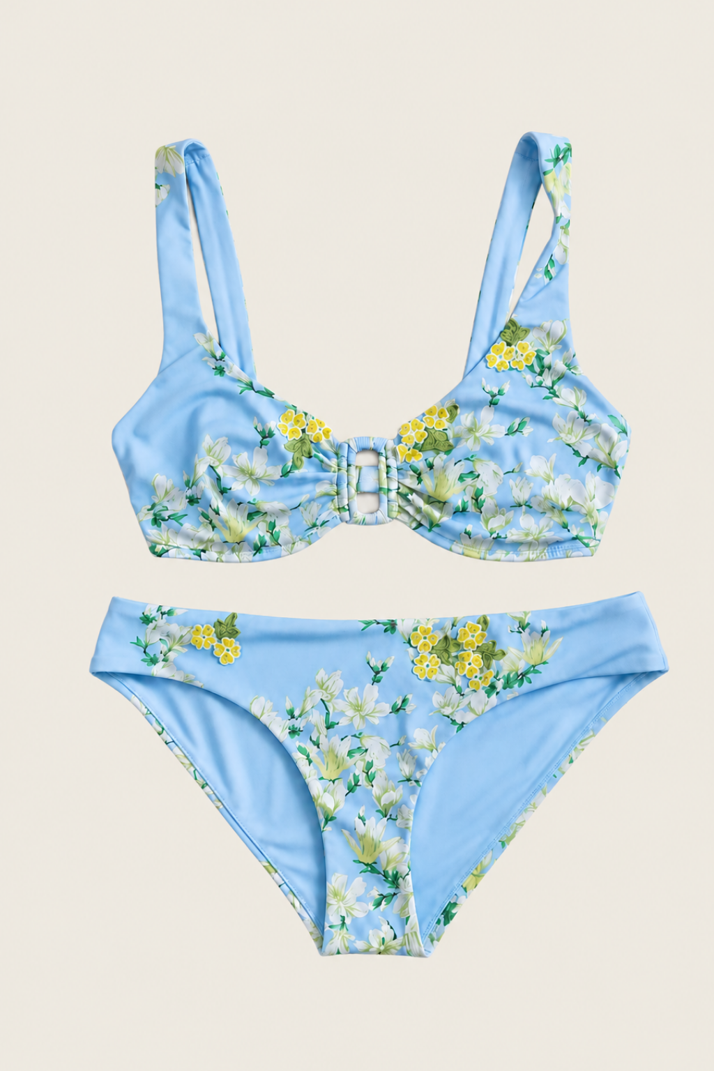 Bikini Raffaela D'Angelo en color azul cielo con diseño elegante y tirantes finos que realzan la figura femenina para verano