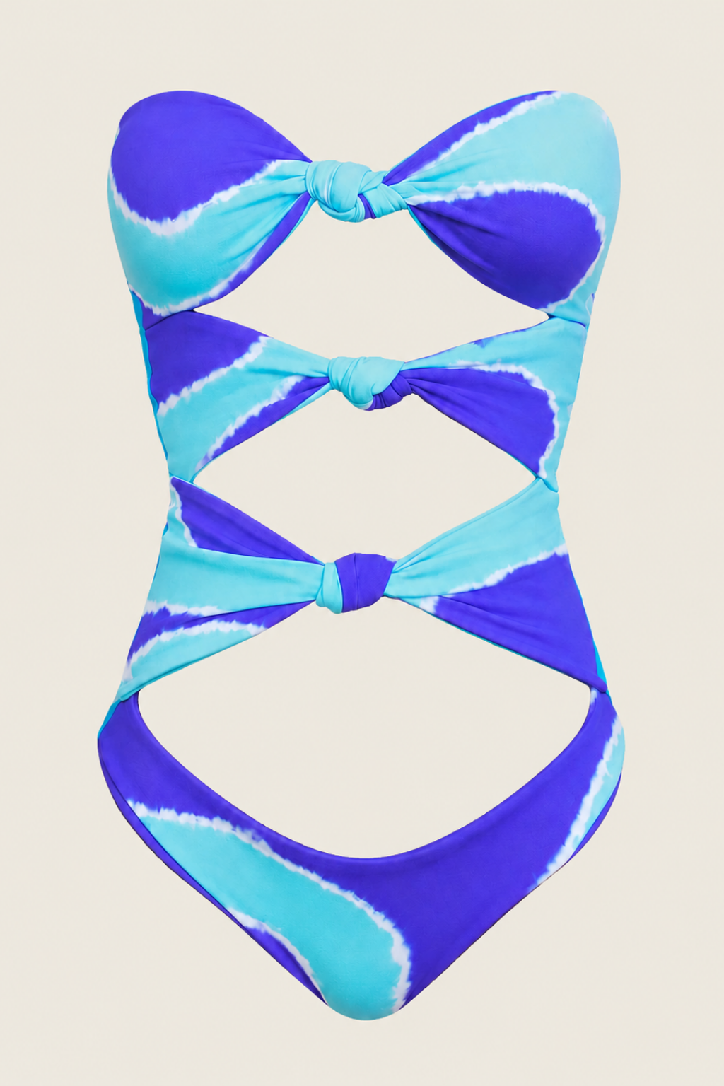 Bañador sin costuras Martha Rey Amore Hyper Blue con escote bandeau y detalles de atado frontal