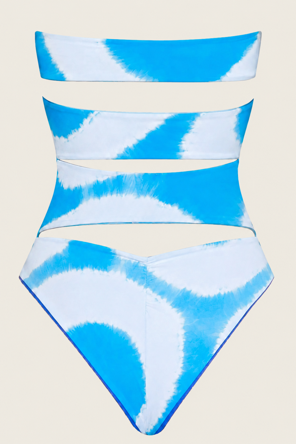 Bañador Martha Rey Amore Hyper Blue visto desde atrás sobre fondo blanco, diseño sin costuras y ajuste cómodo