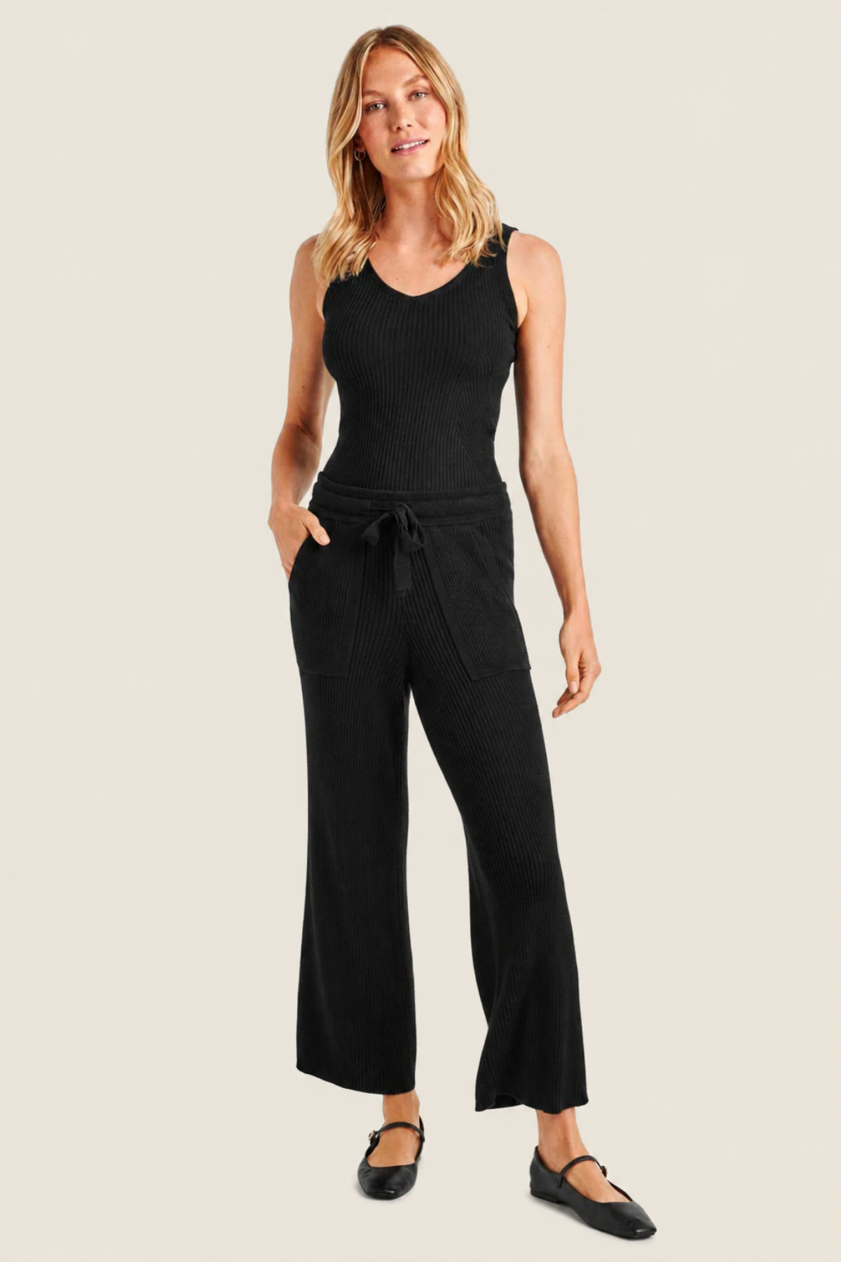 Splendid Georgie Cashblend Rib Pant Black