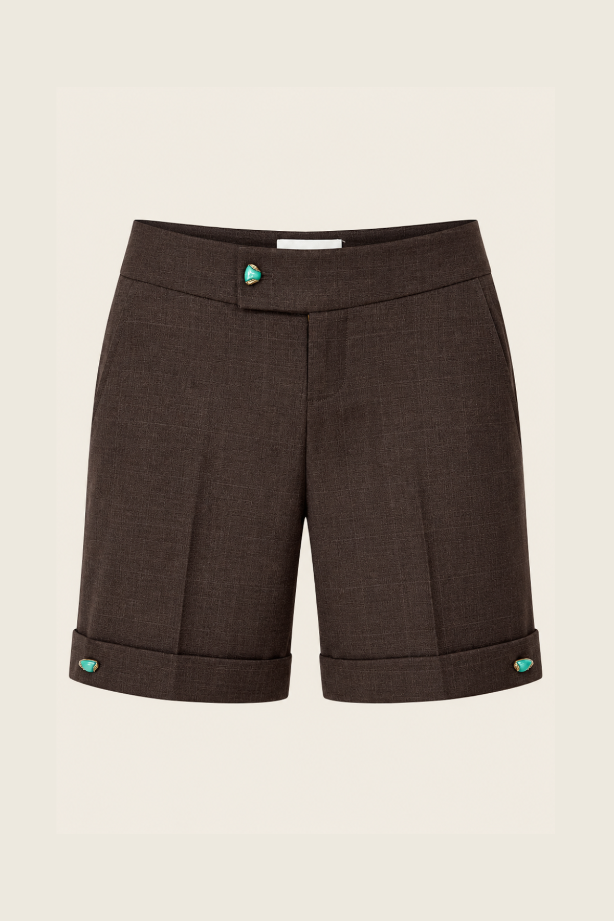 Shorts Park marrones de lana 100 % con corte de tiro alto ideales para combinar en looks casuales y urbanos con estilo moderno