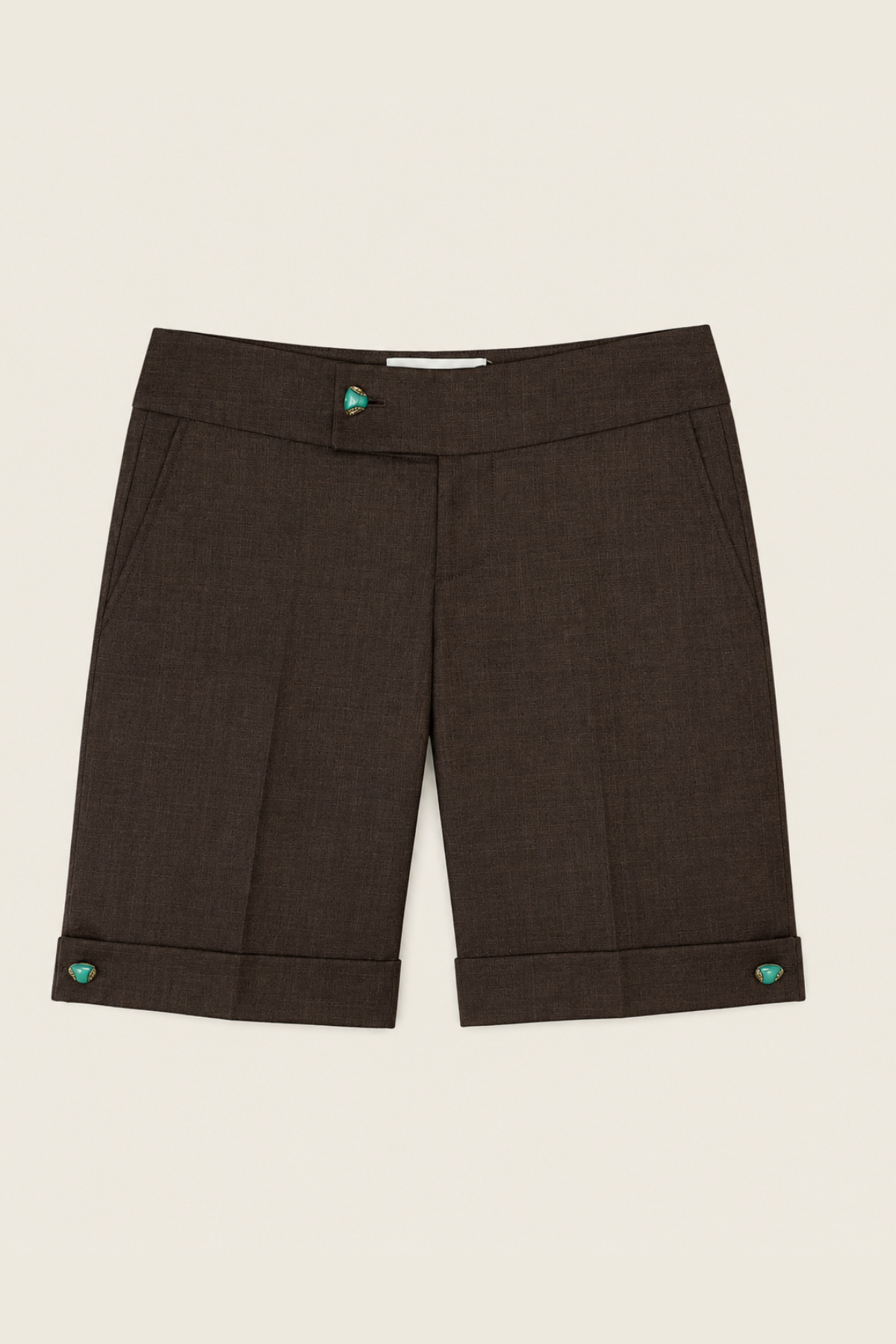 Shorts Park marrones de lana 100 % con corte de tiro alto ideales para combinar en looks casuales y urbanos con estilo moderno