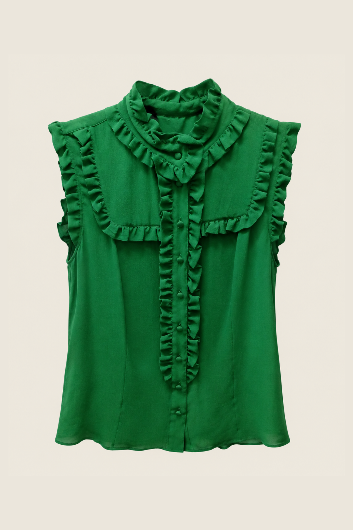 Blusa Derek Lam con volantes asimétricos en seda natural, escote barco y manga larga para looks sofisticados de oficina o cóctel