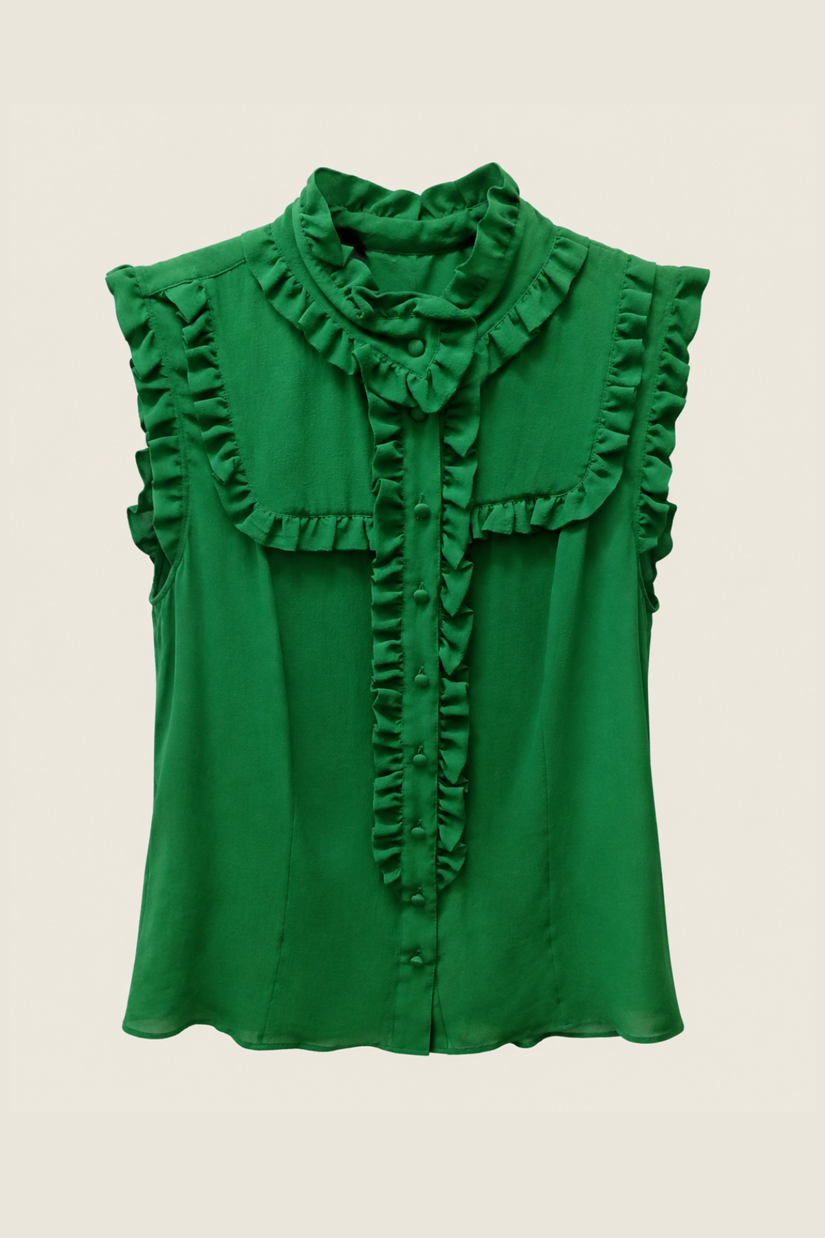 Blusa Derek Lam con volantes asimétricos en seda natural, escote barco y manga larga para looks sofisticados de oficina o cóctel