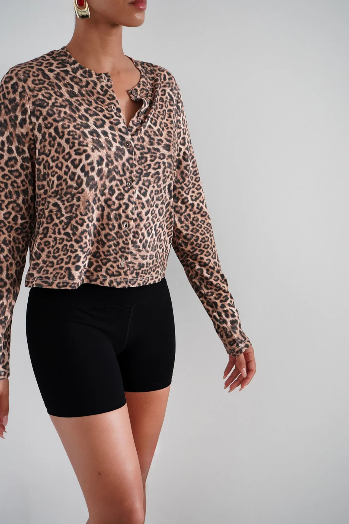Mira Ribbed Cardigan-Leopardo