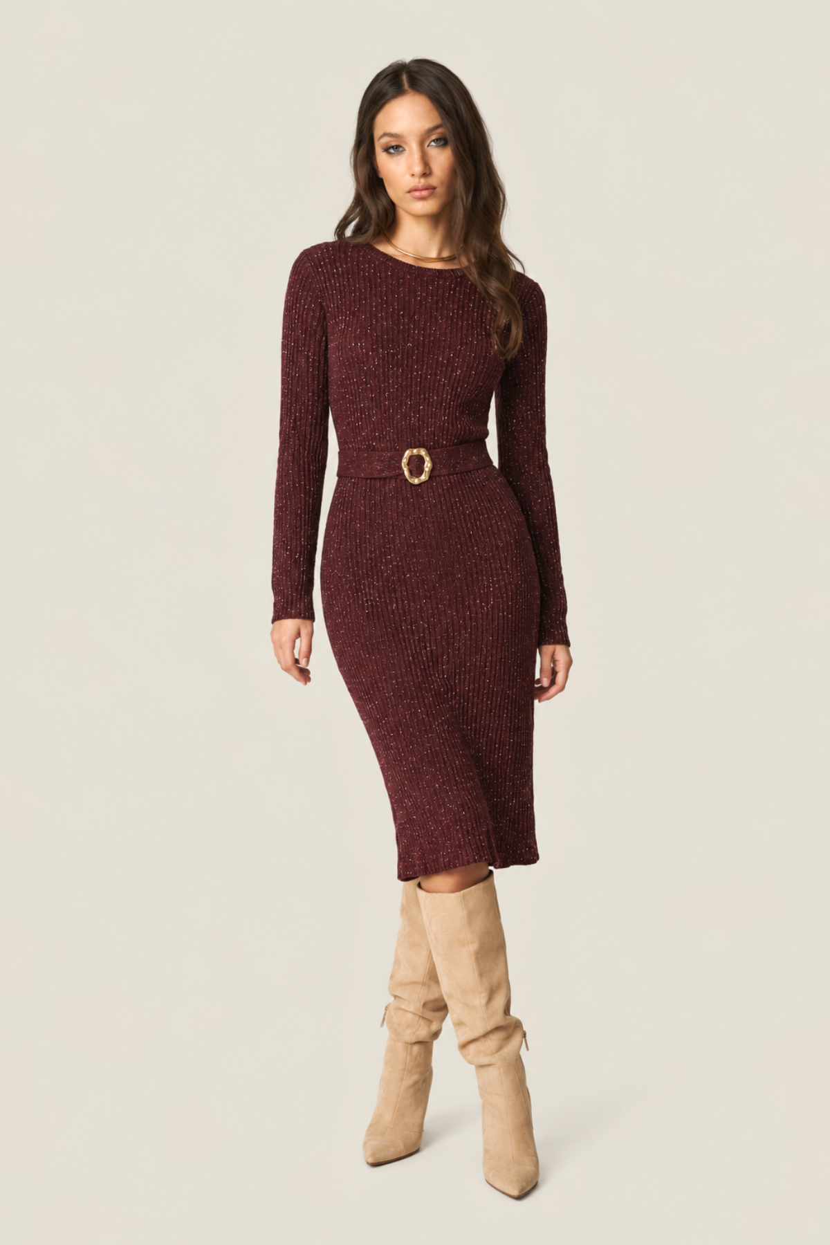 Chocolate Knit Midi Dress