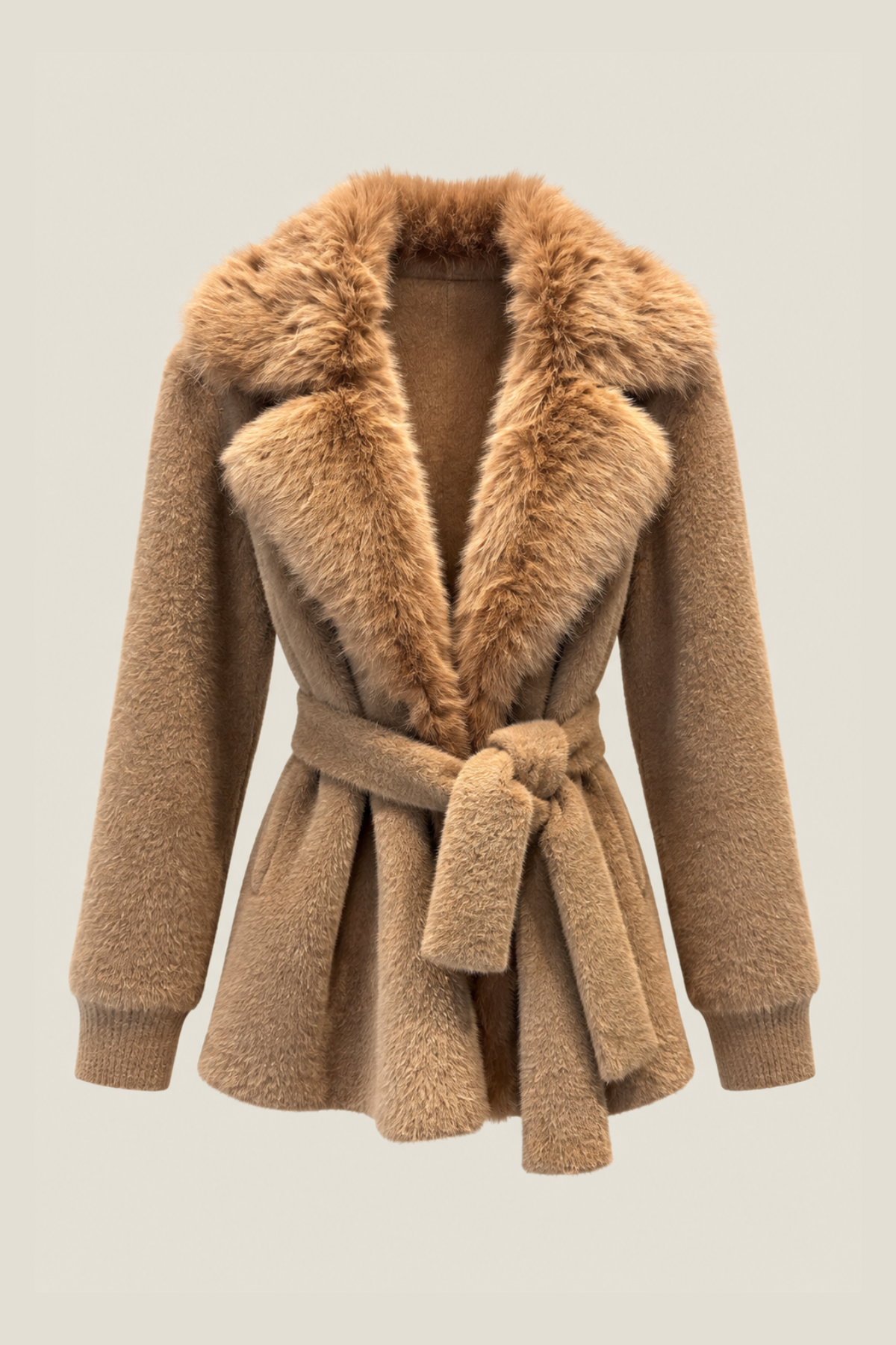Chaqueta Con Piel Ecofur Cammello