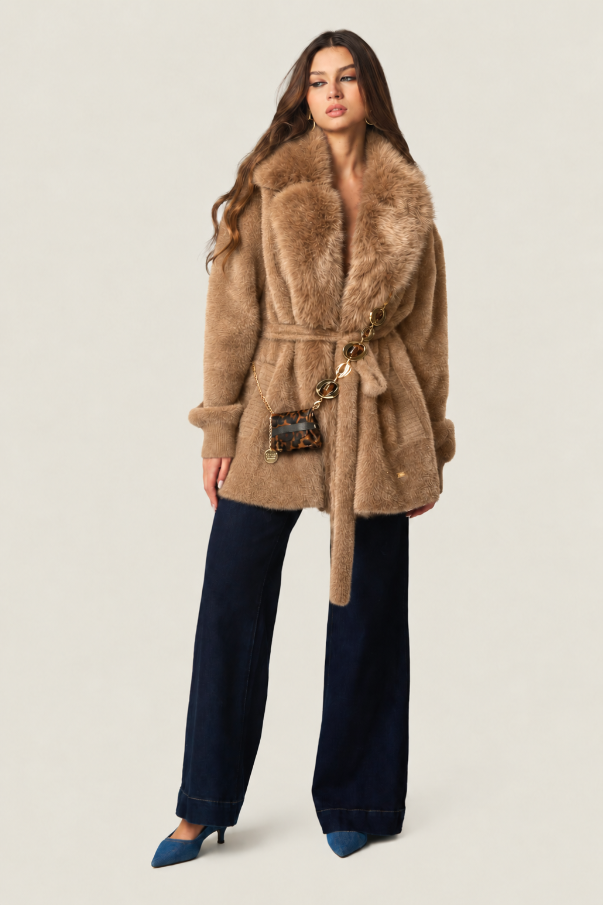 Chaqueta Con Piel Ecofur Cammello
