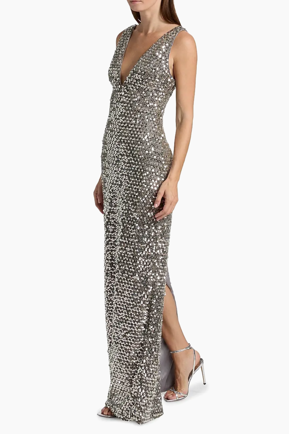 Detalle vestido Ellie con lentejuelas bordadas y acabado premium ideal para outfits elegantes y estilo luxury evening