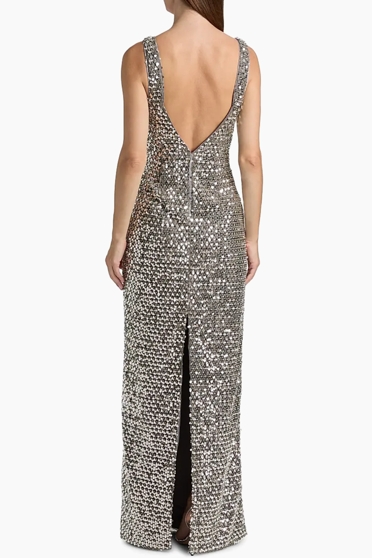 Vestido largo brillante con escote en V y diseño refinado perfecto para galas, bodas y ocasiones especiales sofisticadas