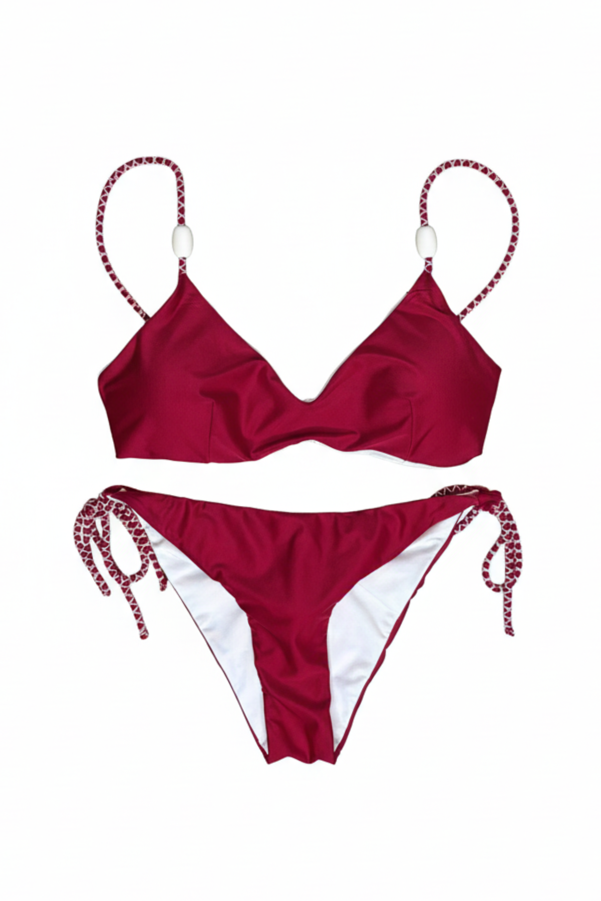 Vista bikini burgundi con silueta favorecedora y diseño cómodo ideal para vacaciones, playa y outfits summer luxury
