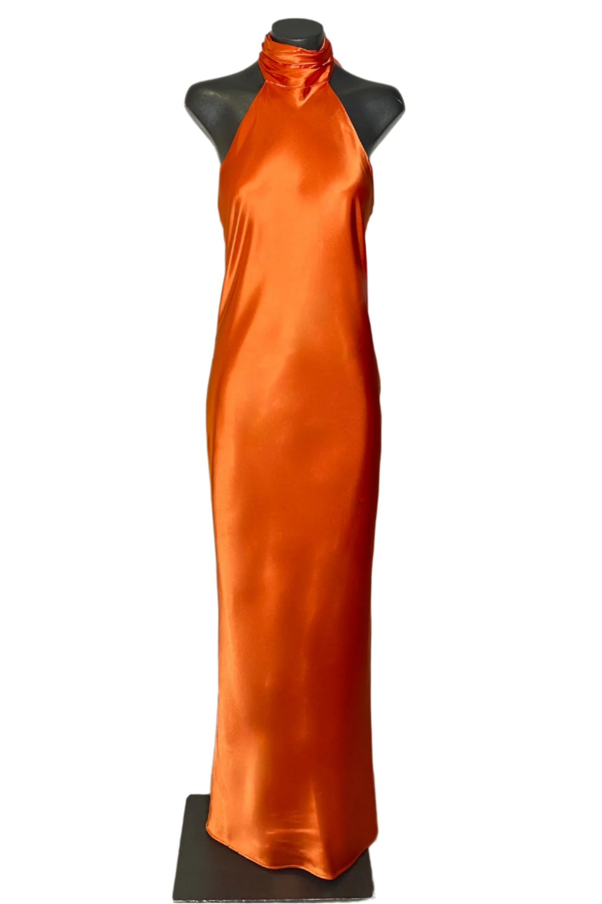 Vestido largo Vila en lana naranja intenso con escote espalda en V, manga larga y tejido grueso cardado para invierno con estilo