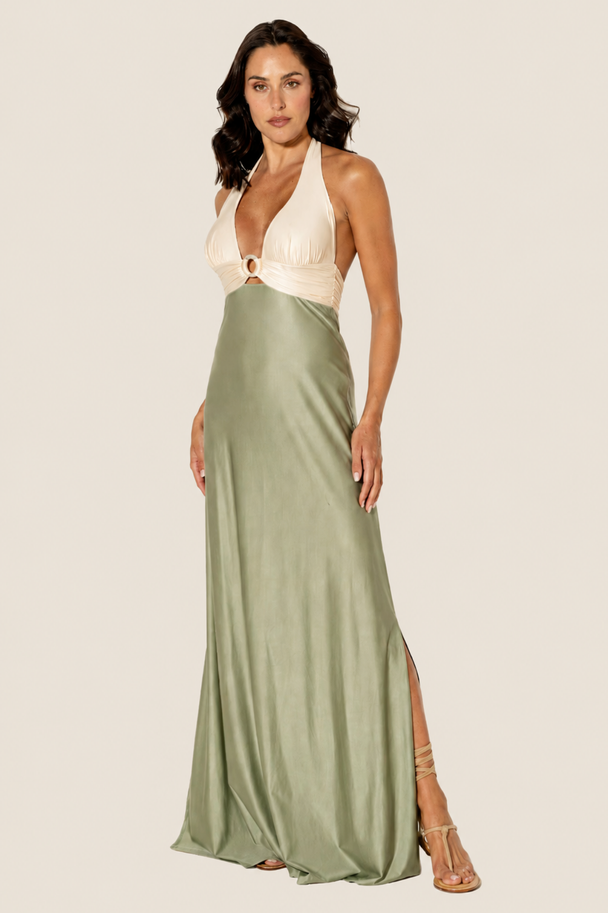 Fibbia Dress Silk Avorio/Salvia
