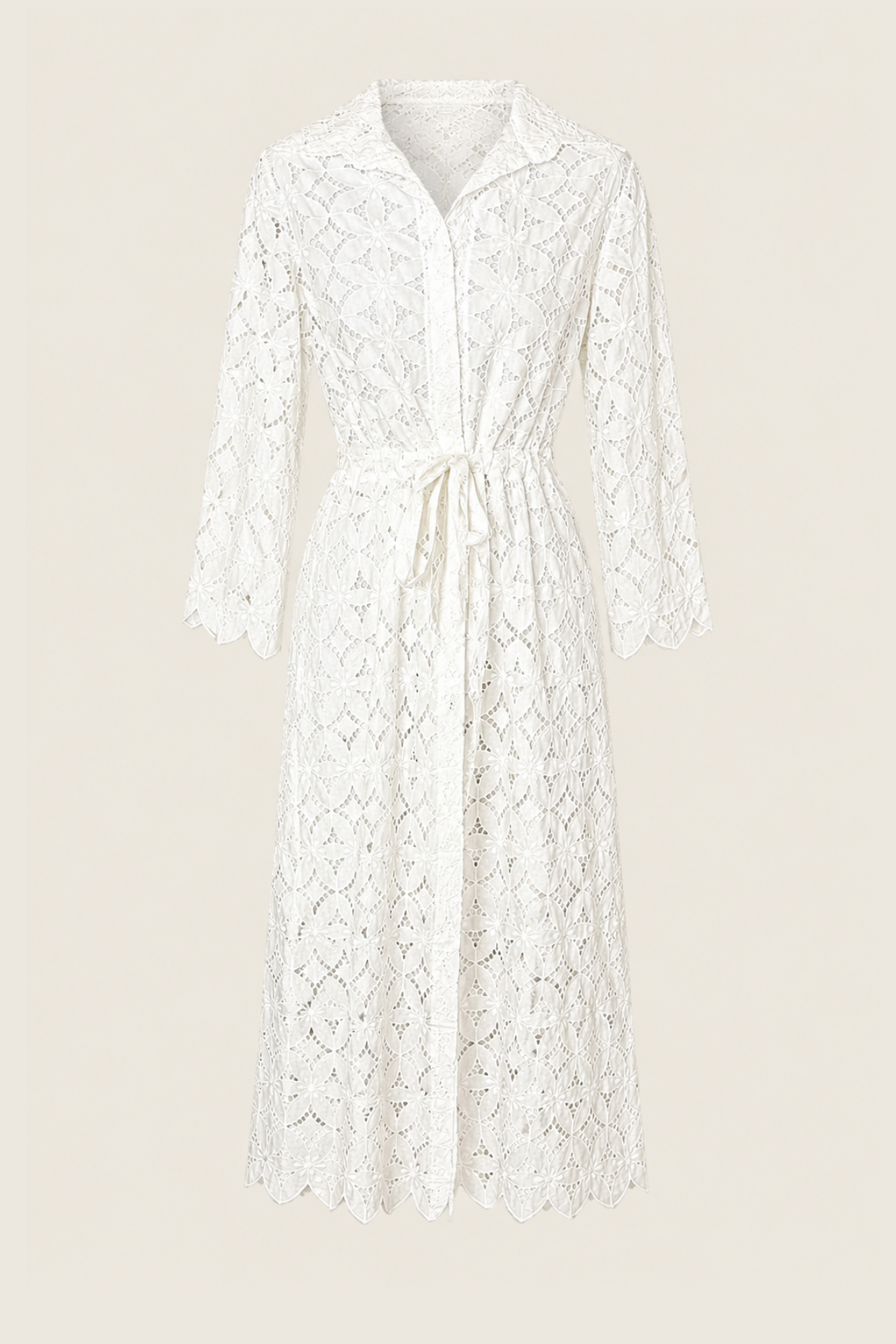 Vestido midi blanco Cardamomo con diseño elegante y silueta fluida ideal para invitada de boda, eventos y estilo luxury minimal