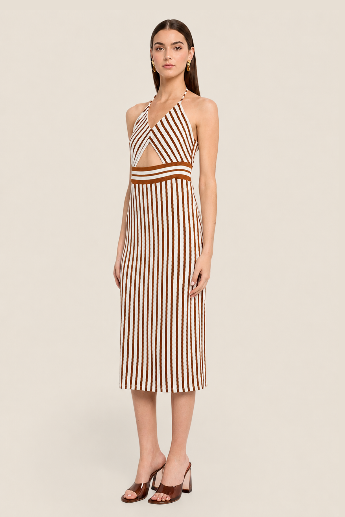 Vestido Midi Stevie Con Rayas Texturizadas - Glam Barcelona