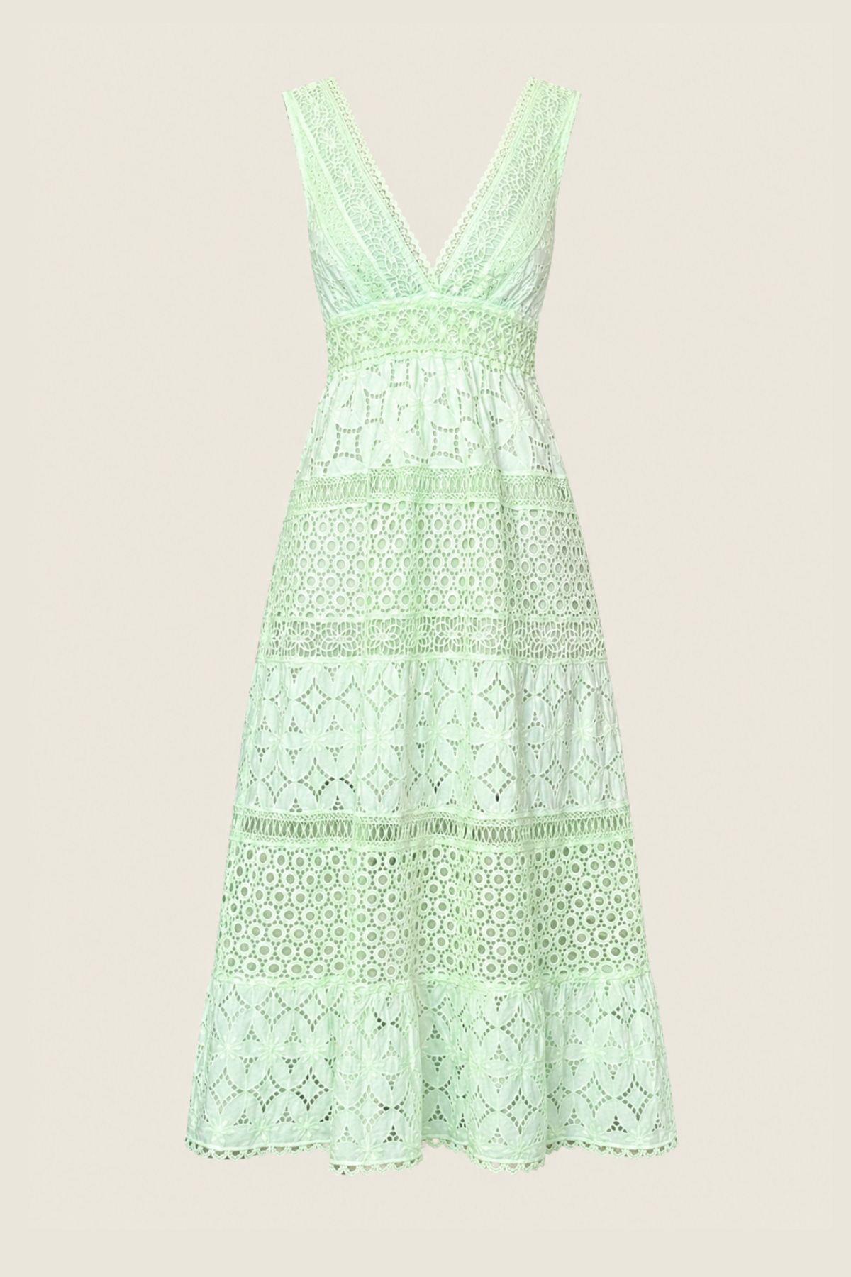 Vestido midi aqua Alpinia con silueta envolvente y volantes elegantes ideal para invitada de boda y eventos sofisticados