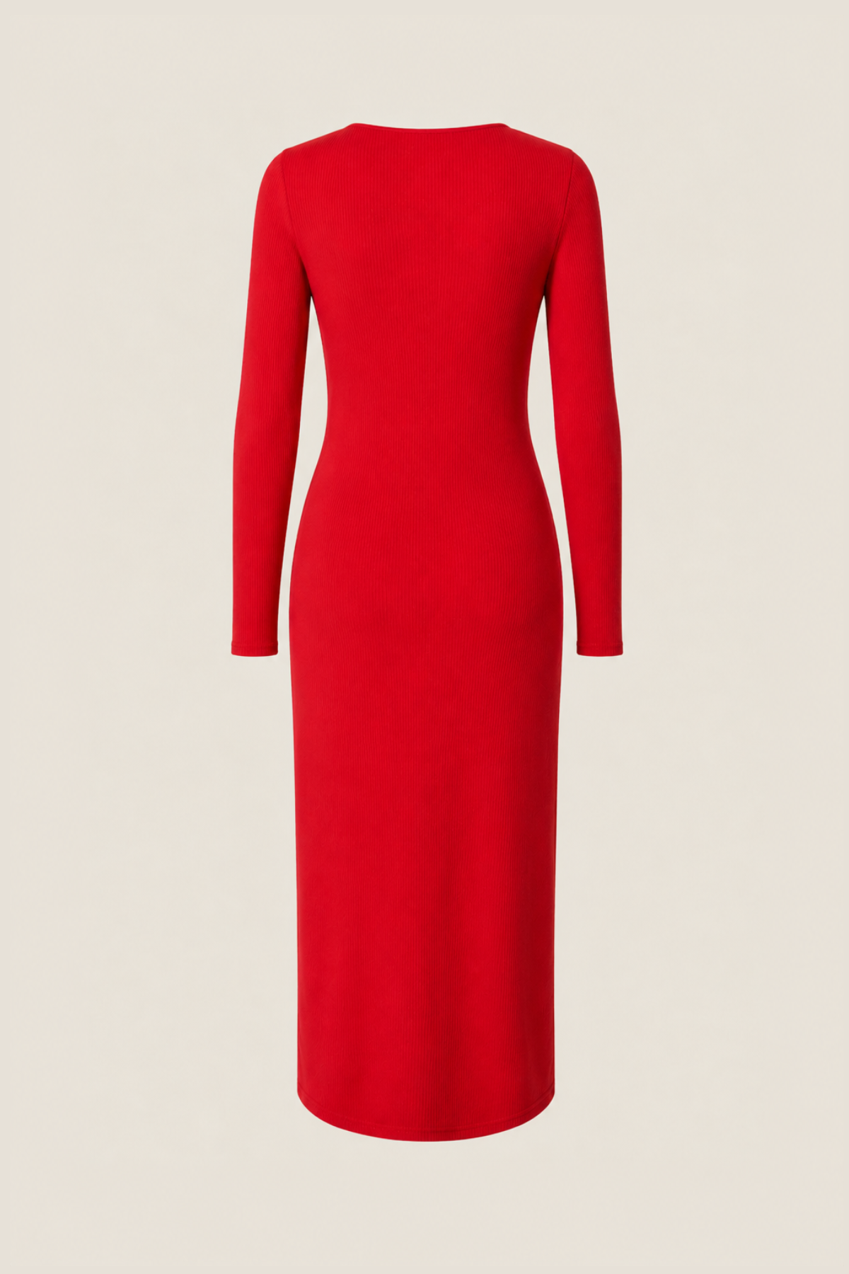 Red Ribbed Midi Dress
