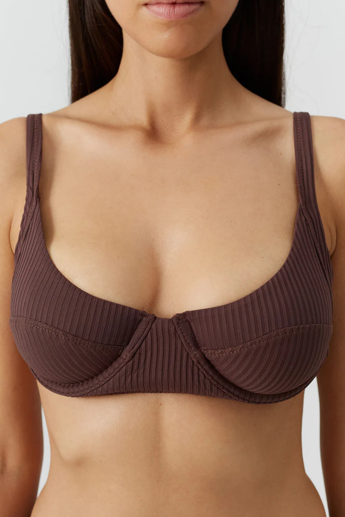 Noto Brown Ribbed Bikini
