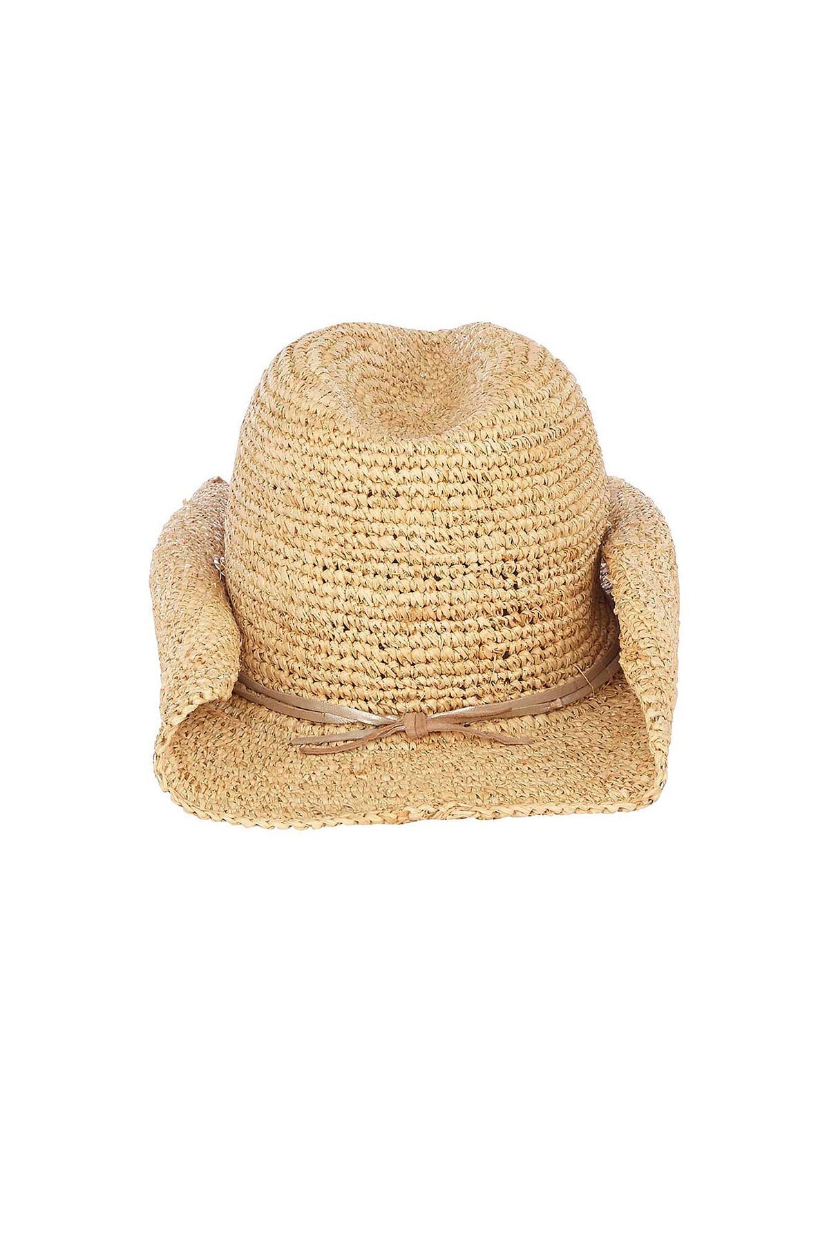 Sombrero Florabella Kelli Natural Gold con cinta trenzada y textura tejida perfecto para un outfit casual con toque chic