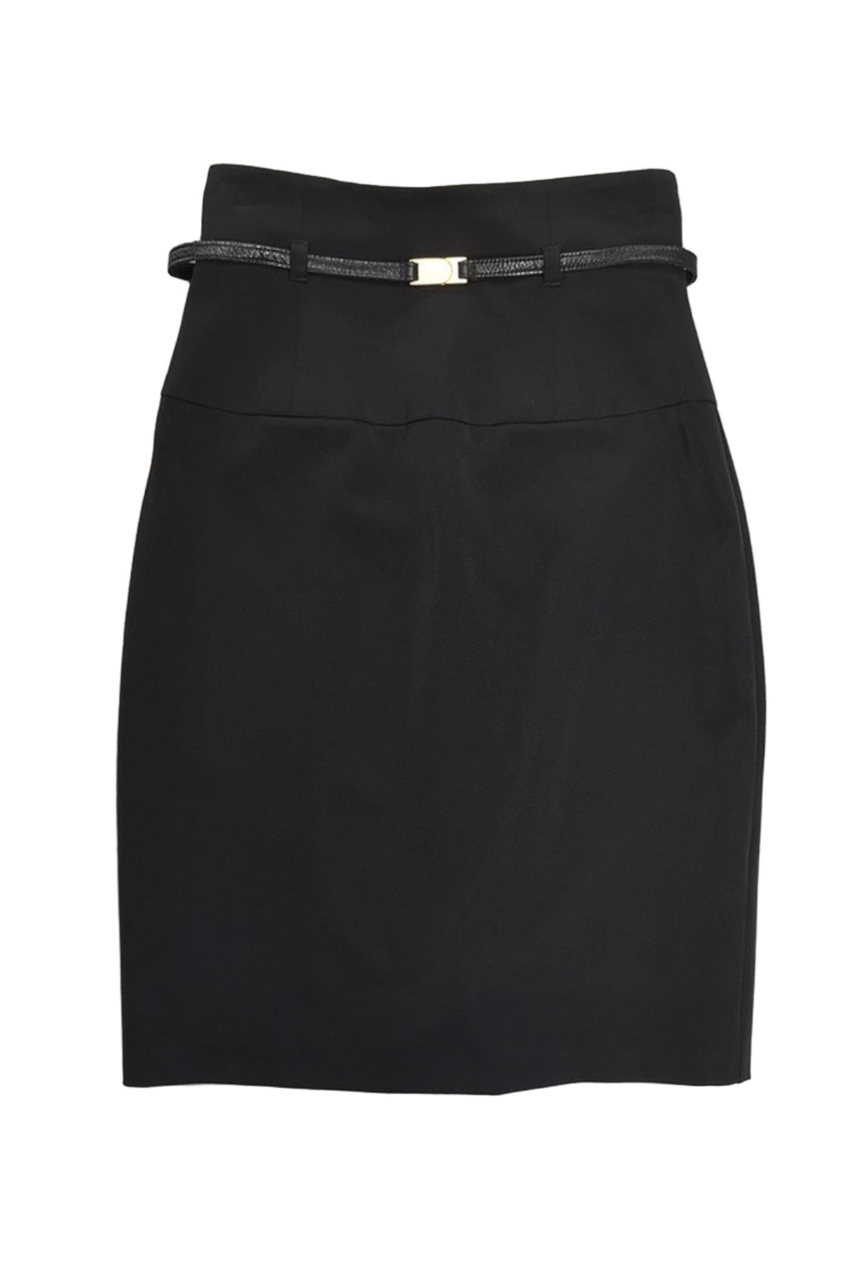 Falda pencil Black Halo de talle alto en negro, con cremallera oculta en la espalda y corte entallado