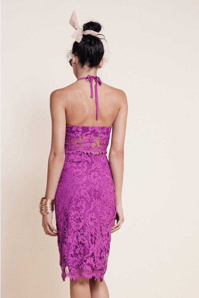 For Love & Lemons Mawi Midi Skirt con diseño floral, cordones laterales y cremallera invisible, vista trasera