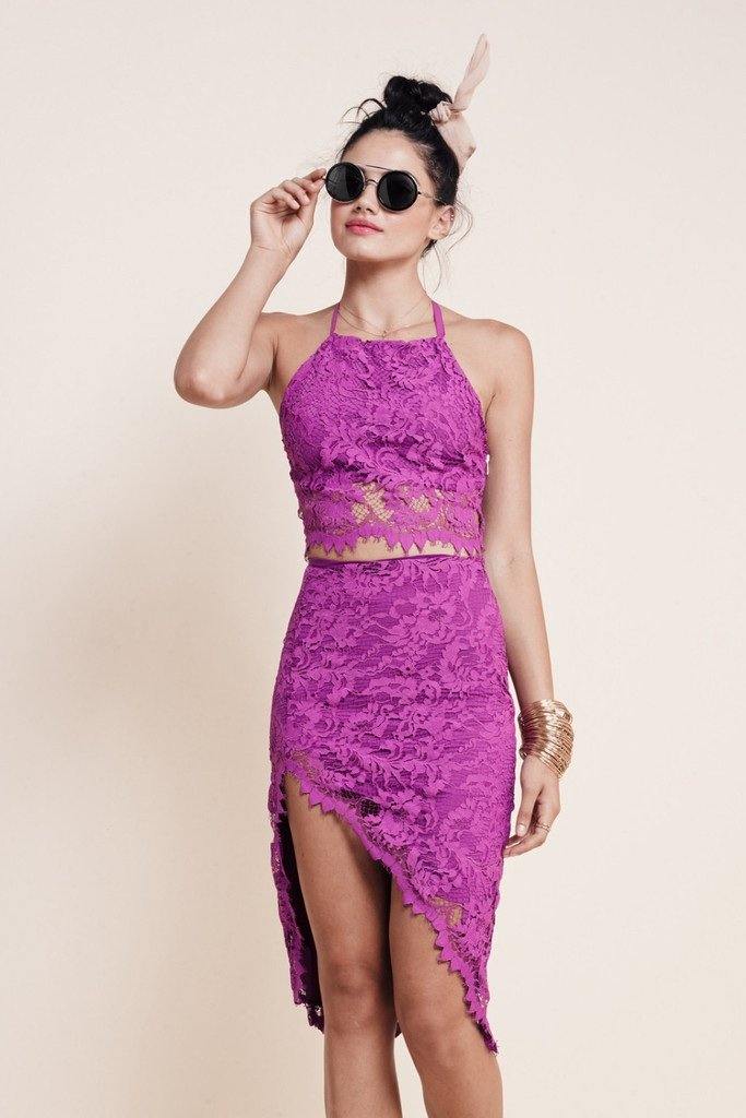 Falda midi Mawi de For Love & Lemons con estampado floral, cordones laterales y cierre con cremallera invisible