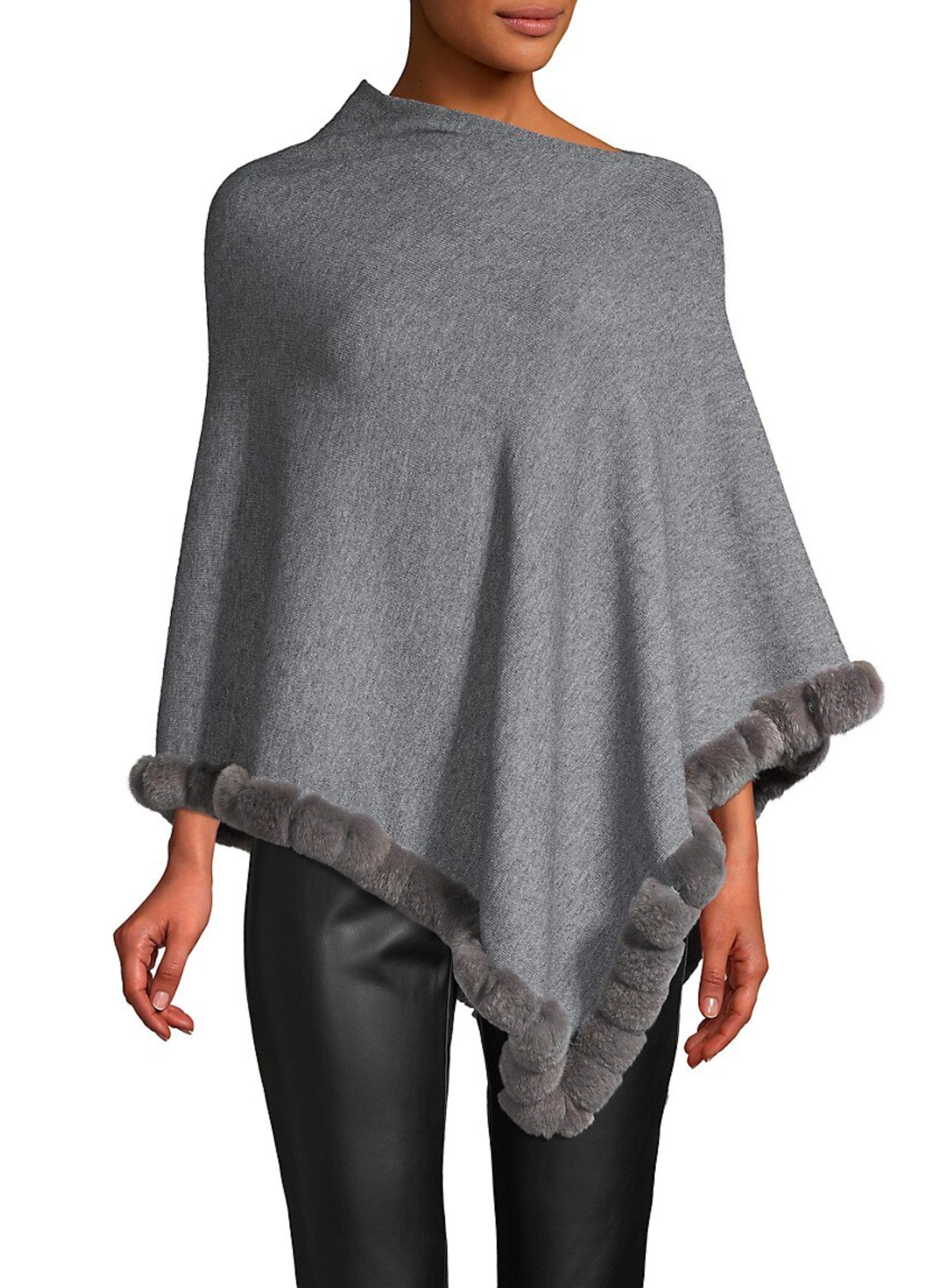 Poncho gris La Fiorentina con corte fluido y acabados premium, ideal para combinar con prendas neutras