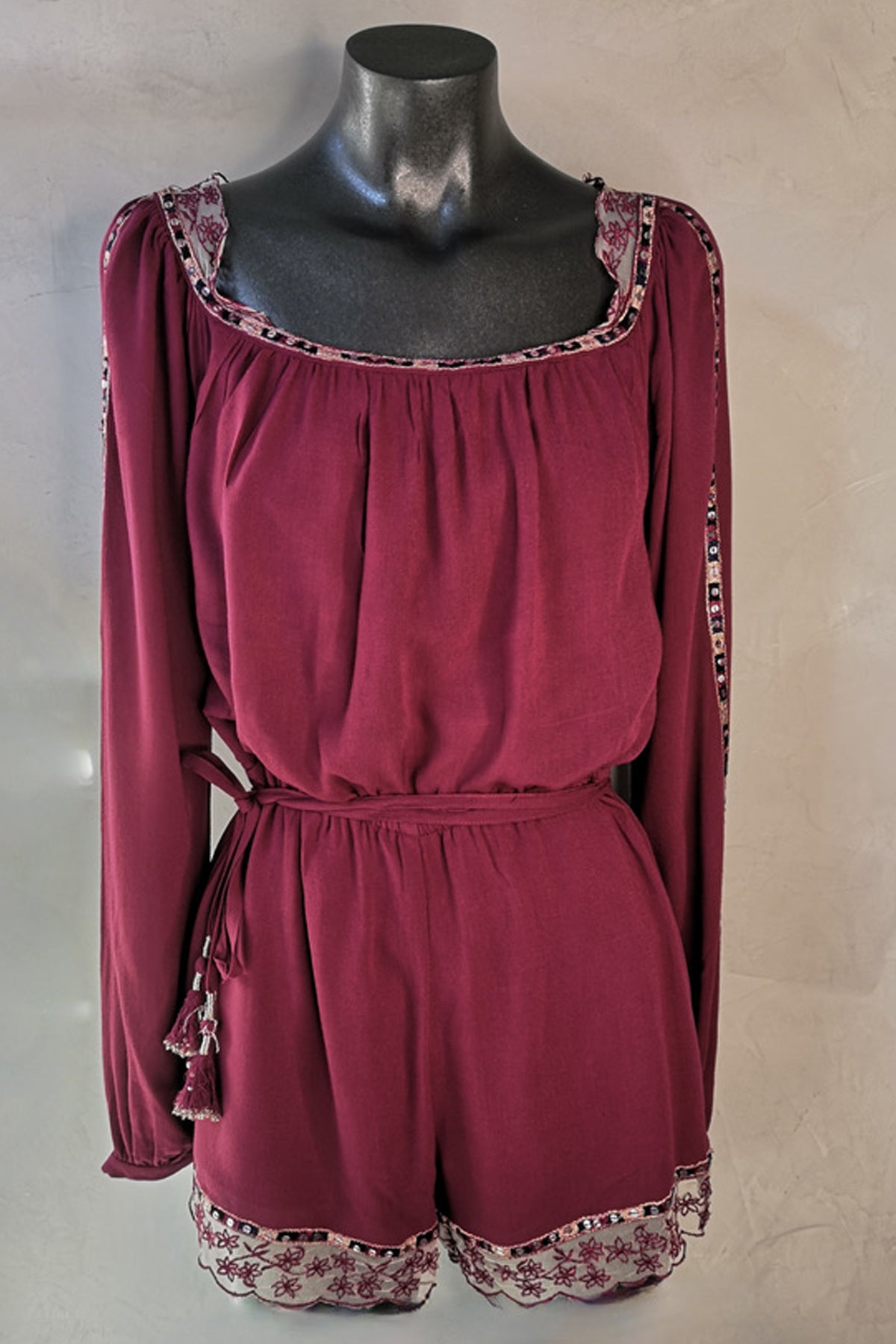 Rahi Cali Vine Long Sleeve Berry Romper