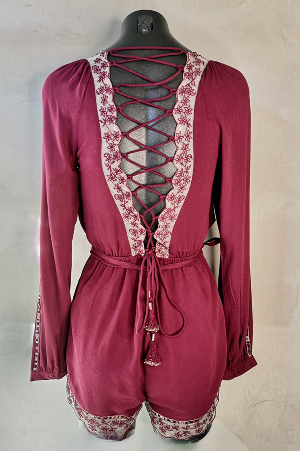 Rahi Cali Vine Long Sleeve Berry Romper