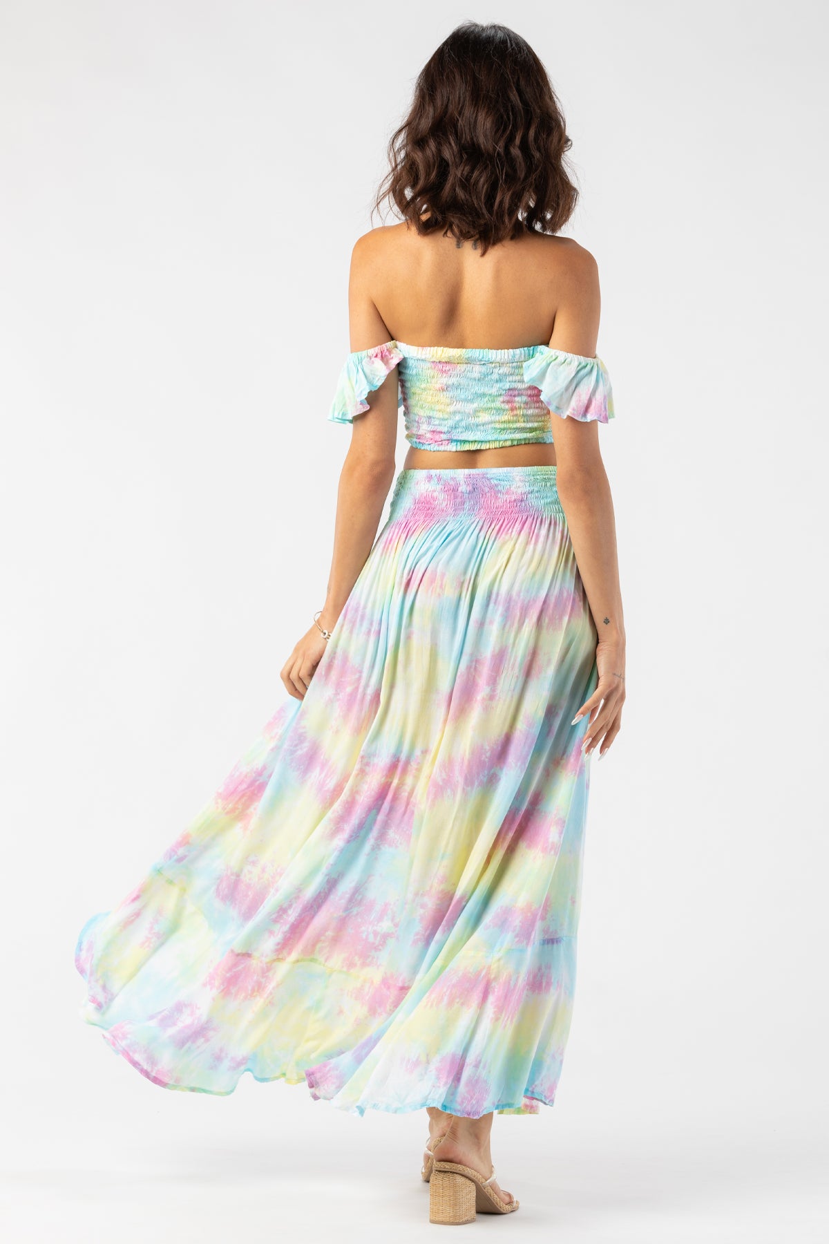 Set Tiare Hawaii Tosca Violet Smoke con top Hollie ajustado y falda larga Dakota de botones frontales