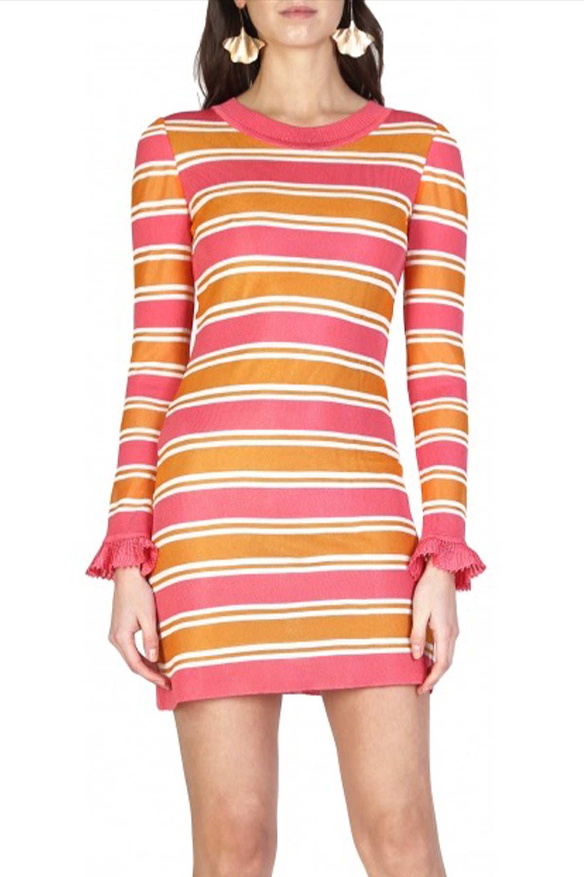 Primer plano del tejido estampado del vestido corto Piper de Kukhareva resaltando la textura suave y colorida para ocasiones especiales