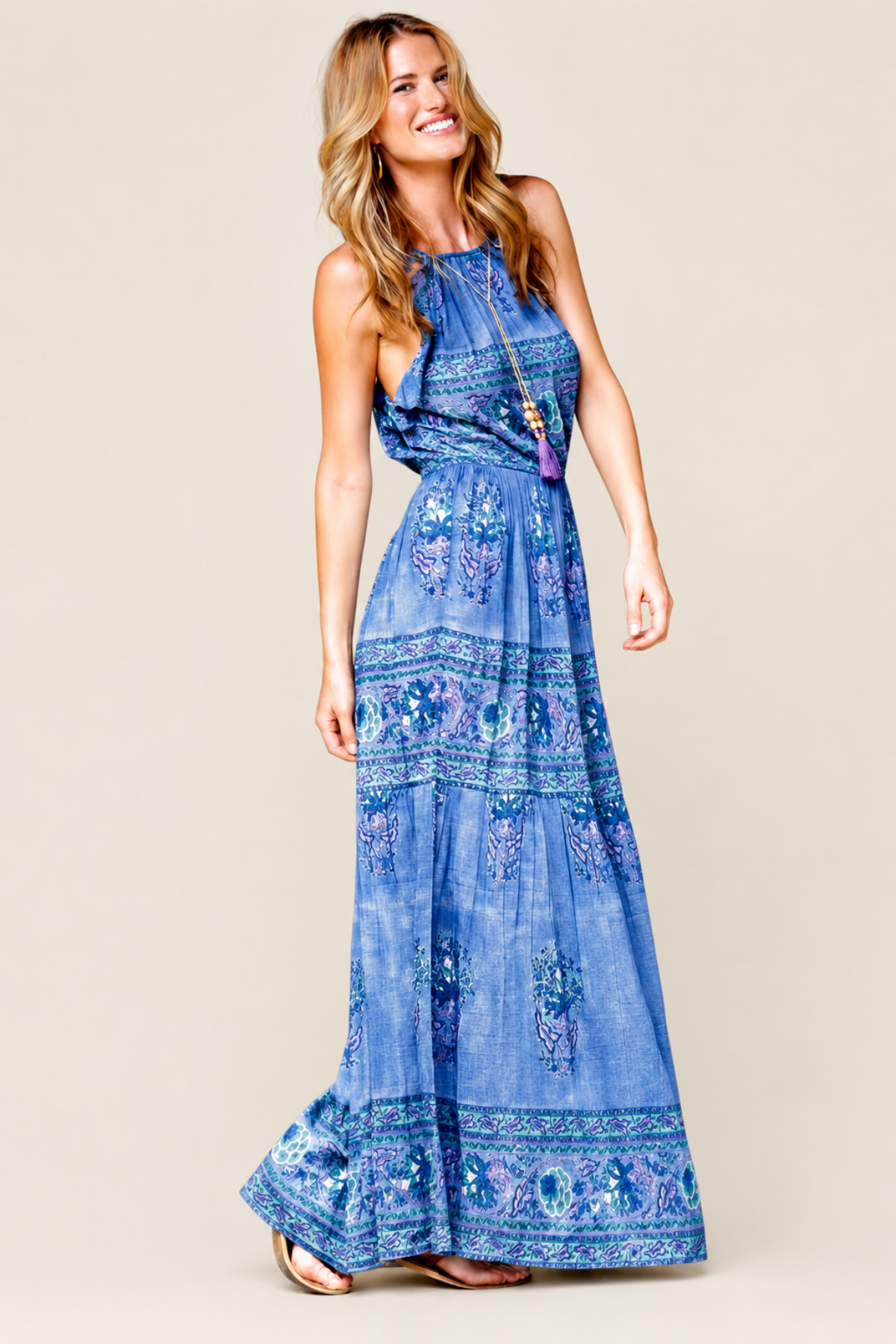 Vestido Largo Ruffled Armhole