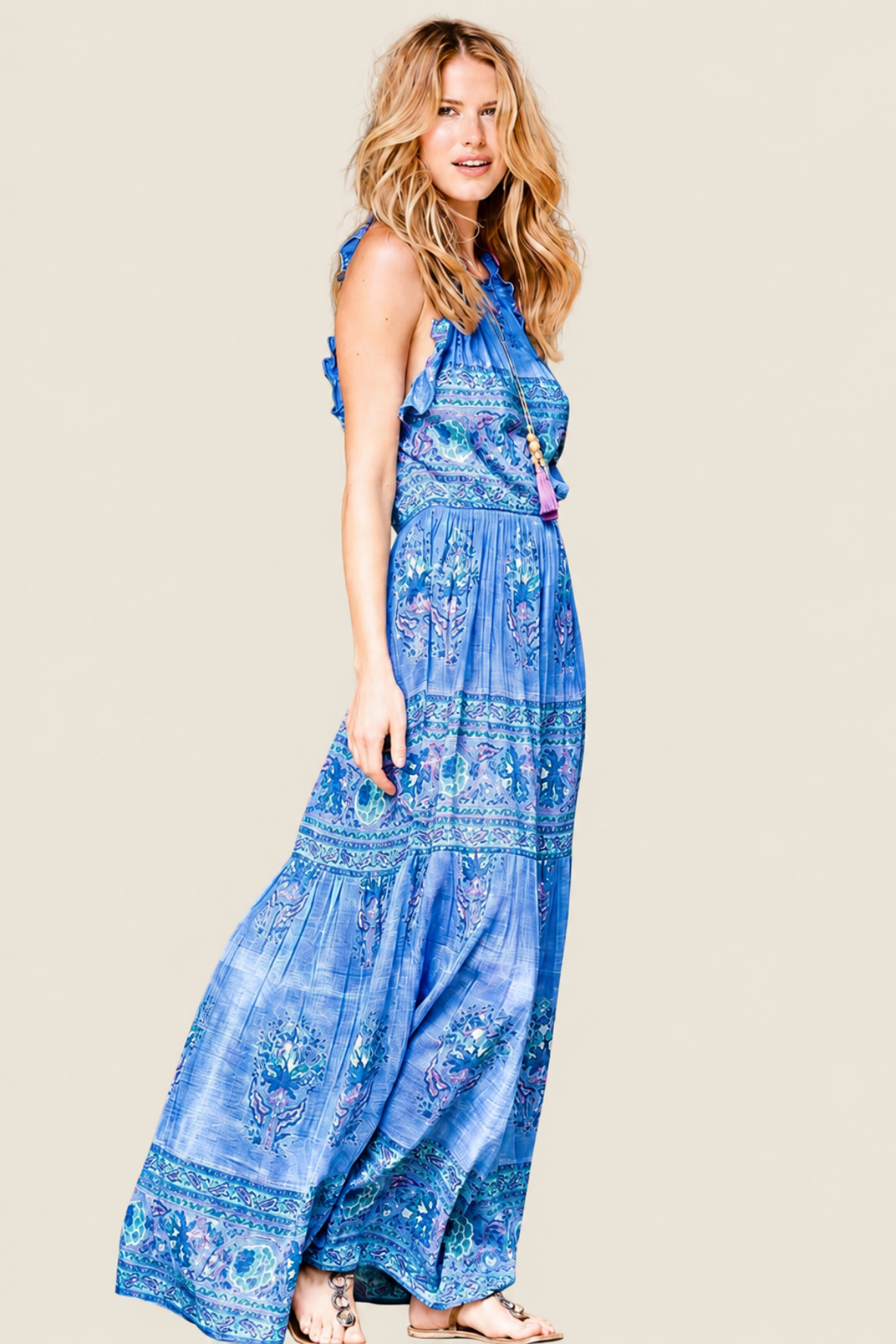 Vestido Largo Ruffled Armhole - Glam Barcelona