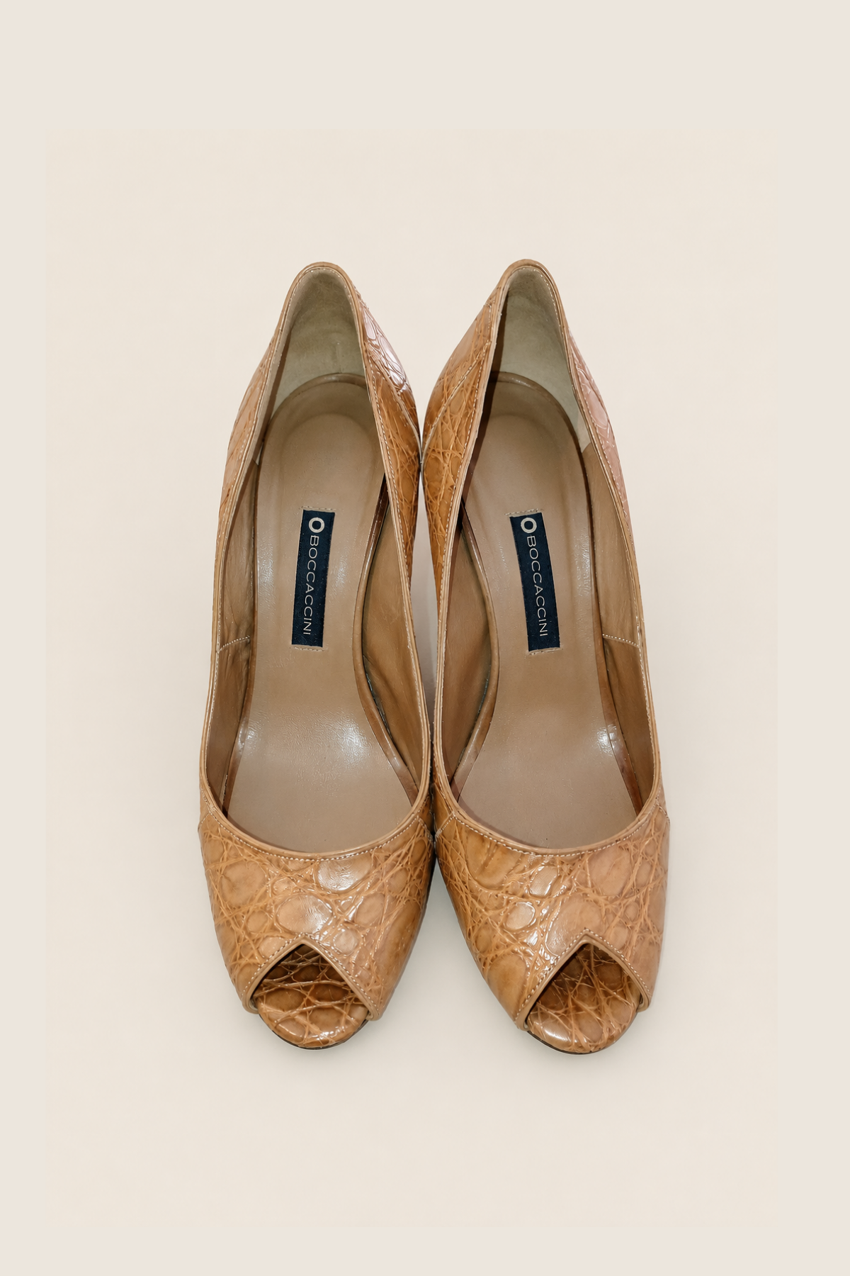 Zapatos de tacón Boccaccini con punta abierta y tacón de bloque de 8 cm, en piel satinada para looks elegantes de día o noche