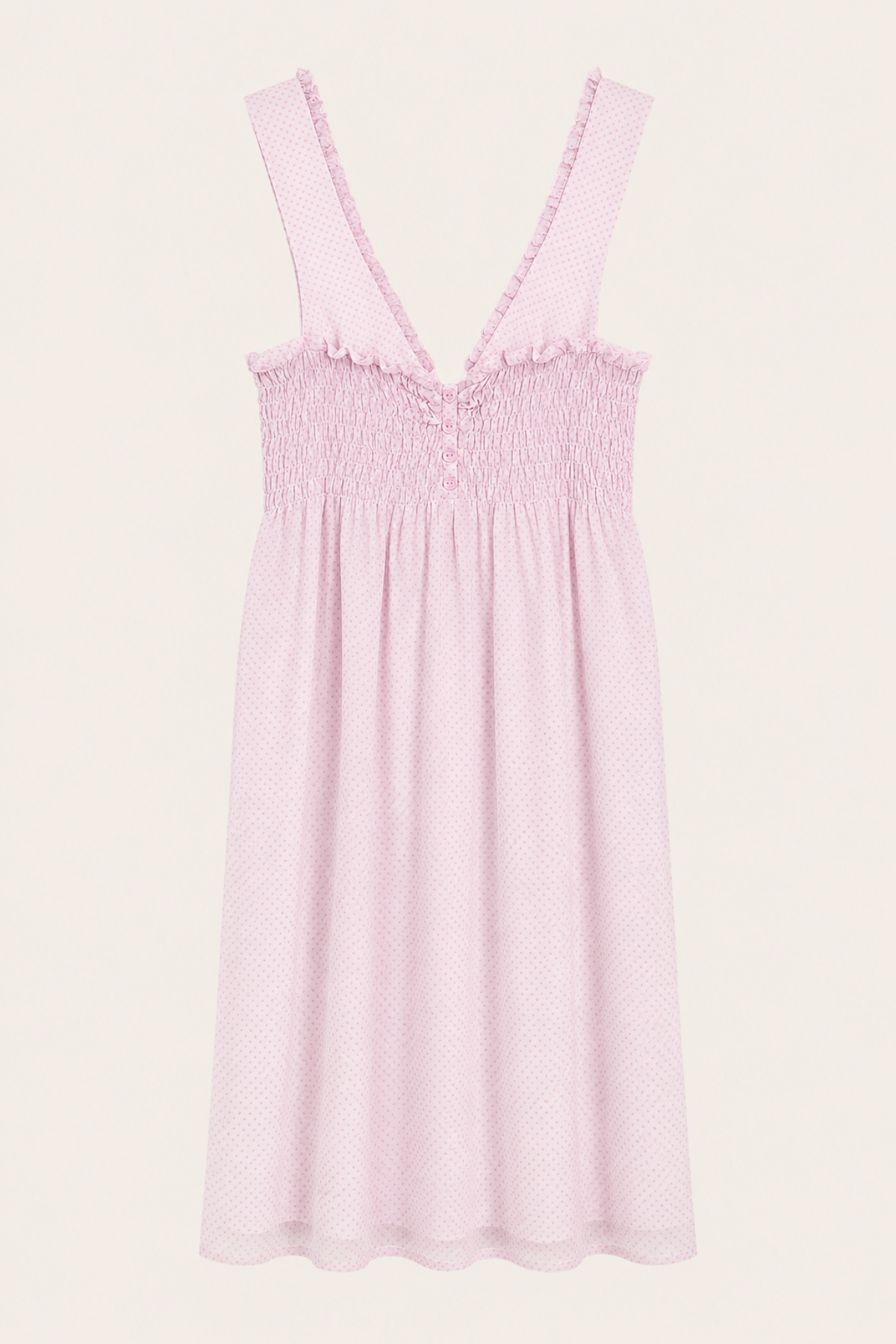 Vestido corto Vila en lavanda con botones dorados en el frontal, escote en V pronunciado y manga corta para looks primaverales frescos