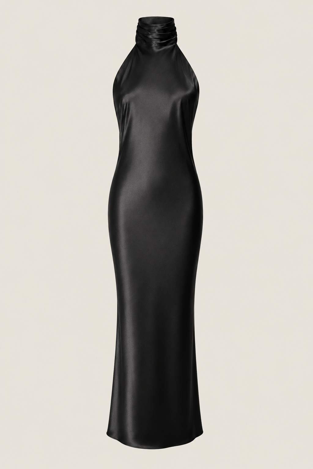 Vestido de fiesta largo Lana de Vila color negro con corte recto, cuello Halter y escote en la espalda 