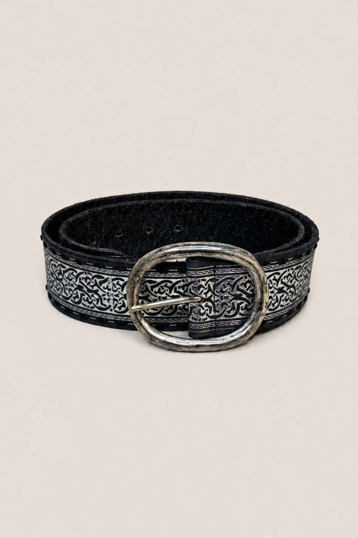 Gray Leather Belt