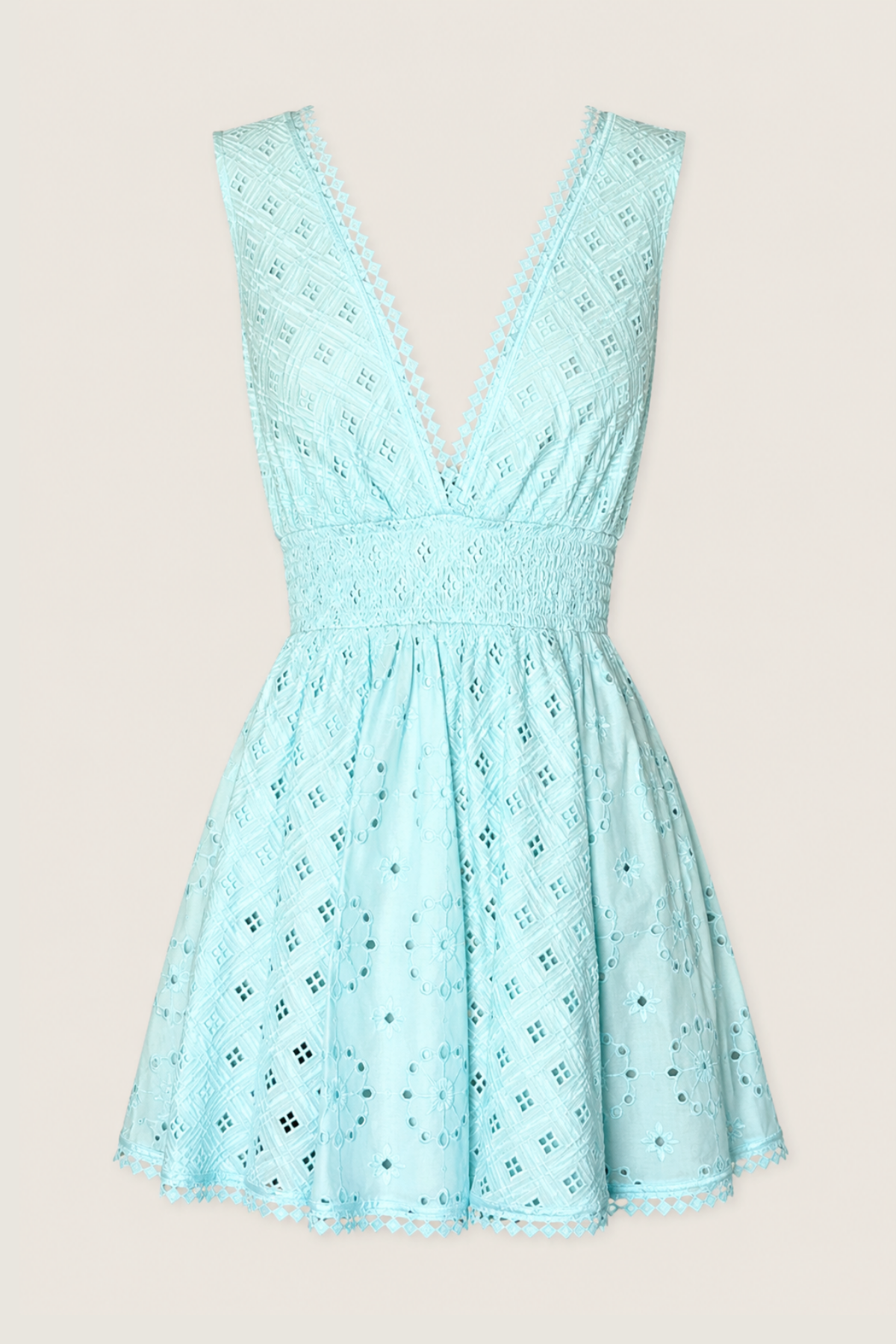 Vestido mini turquesa Fennel con diseño fluido y estilo mediterráneo elegante ideal para verano, beach club y looks resort luxury