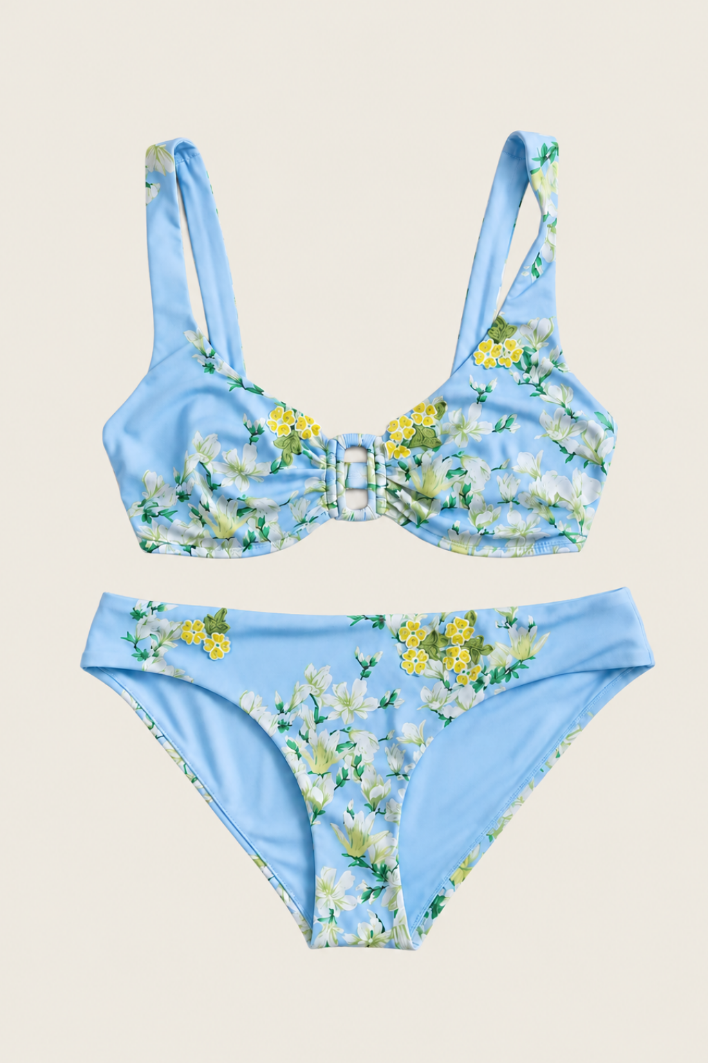 Bikini Raffaela D'Angelo en color azul cielo con diseño elegante y tirantes finos que realzan la figura femenina para verano