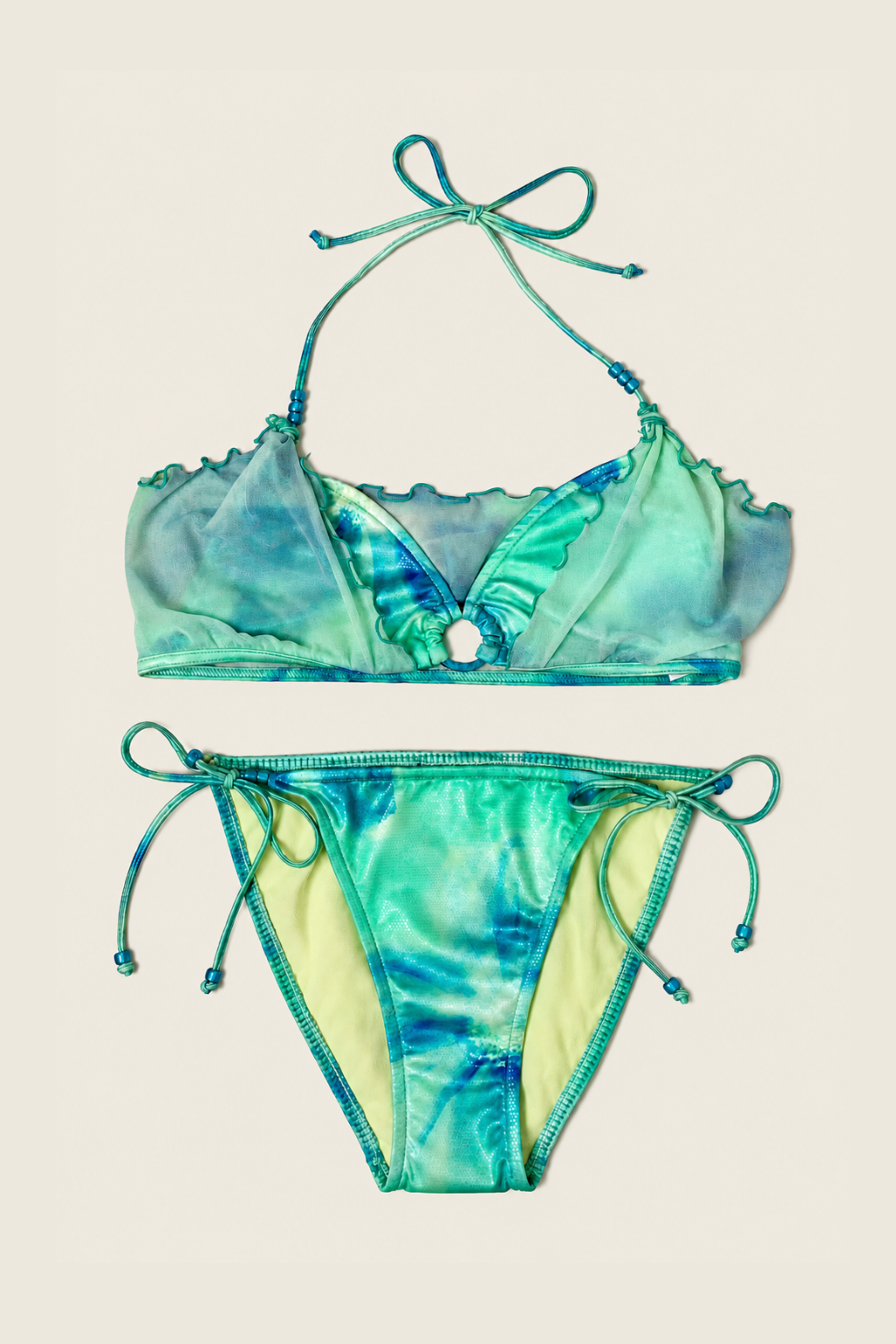 Bikini JLO Aqua en tonos aqua y azul con diseño moderno ideal para playa y piscina en verano