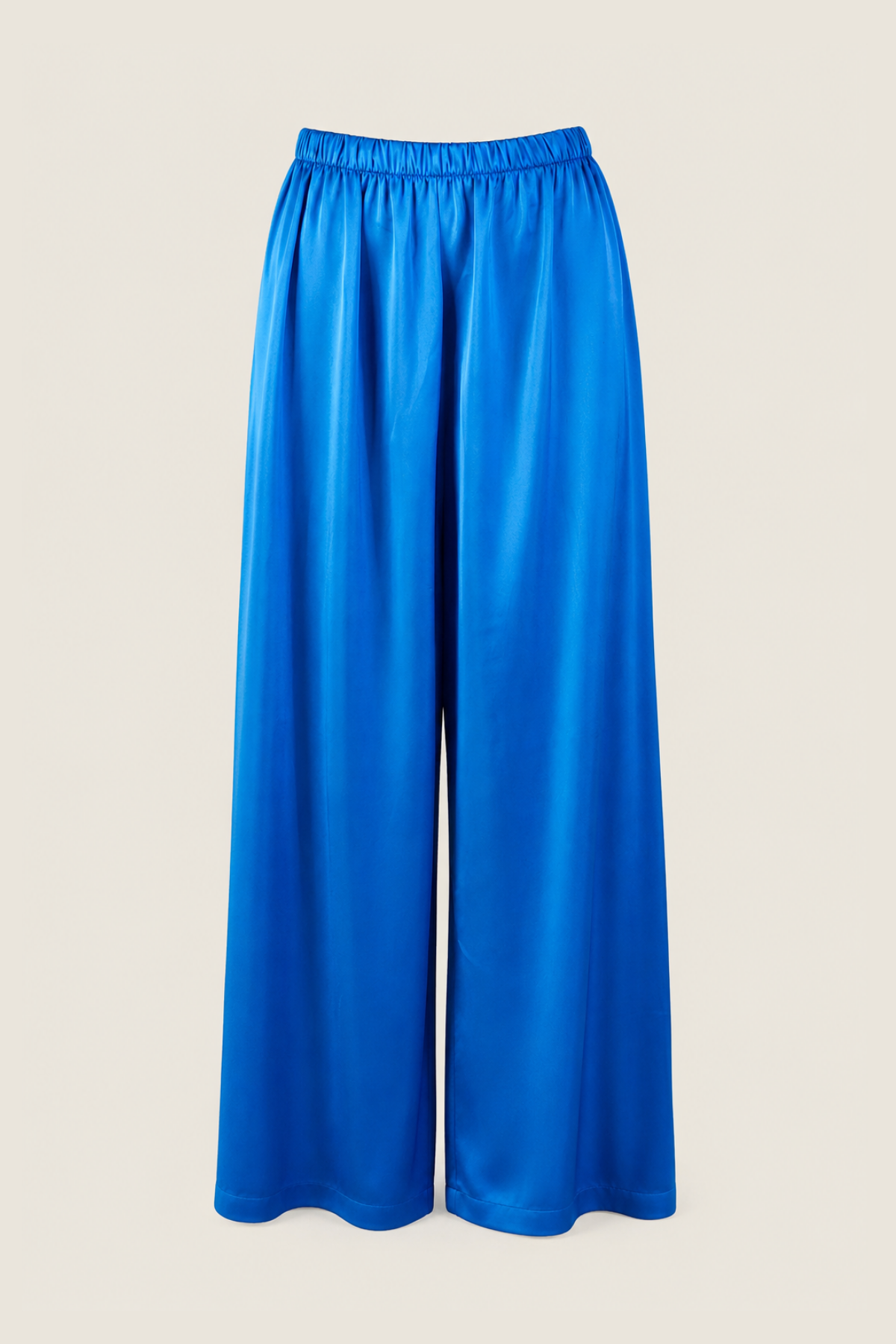 Pantalones Margherita Mazzei en seda azul vibrante con cintura ajustable y diseño de pierna ancha para un estilo sofisticado