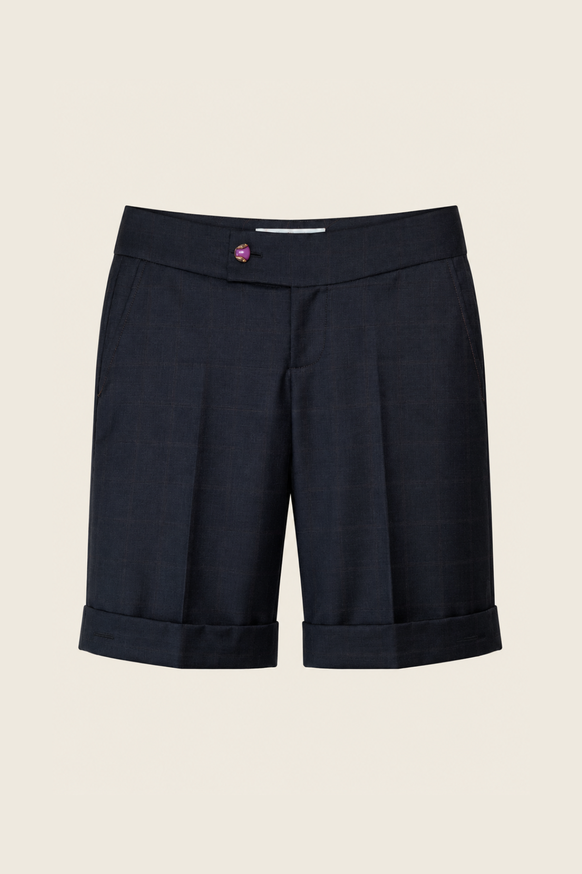 Pantalones cortos Park en color navy confeccionados en lana 100 %, con tiro alto y corte elegante ideal para un look sofisticado y cómodo