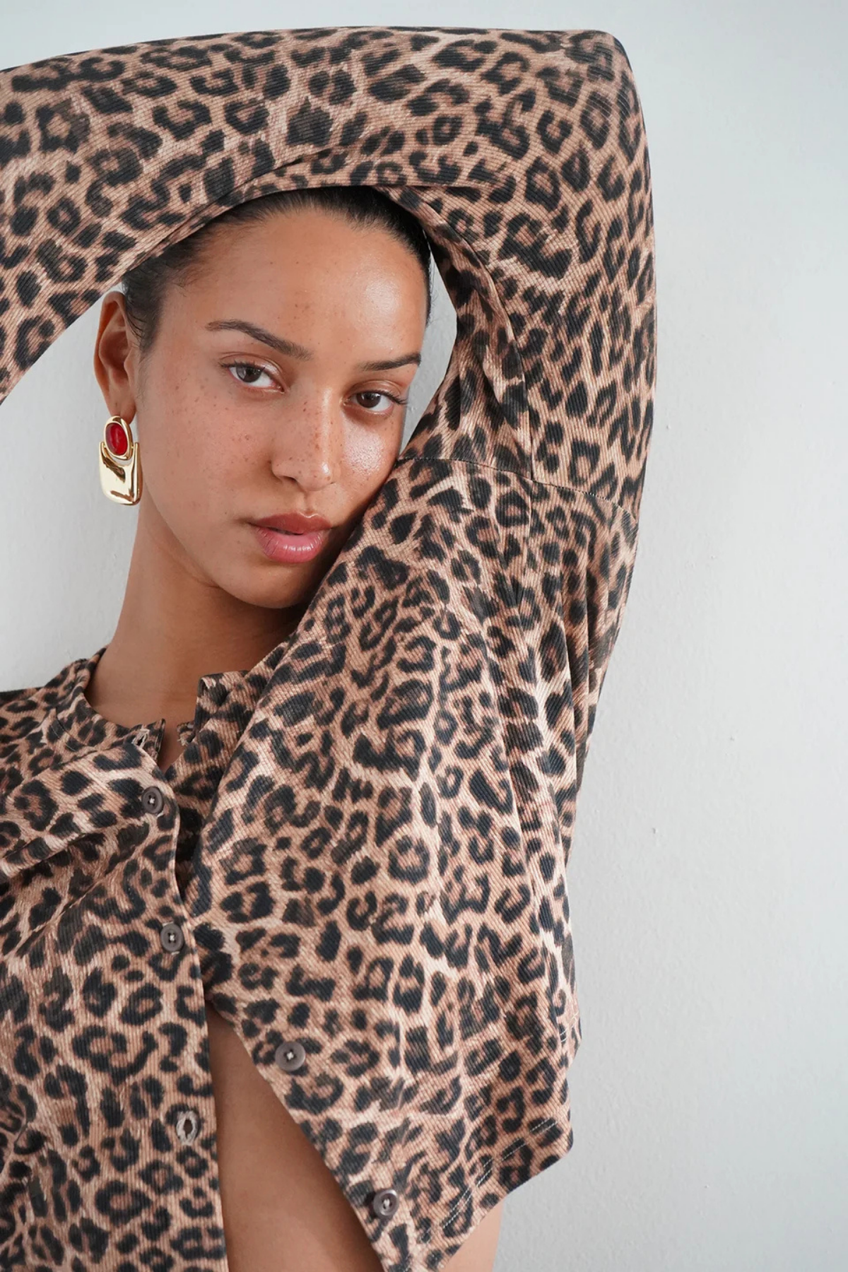 Mira Ribbed Cardigan-Leopardo