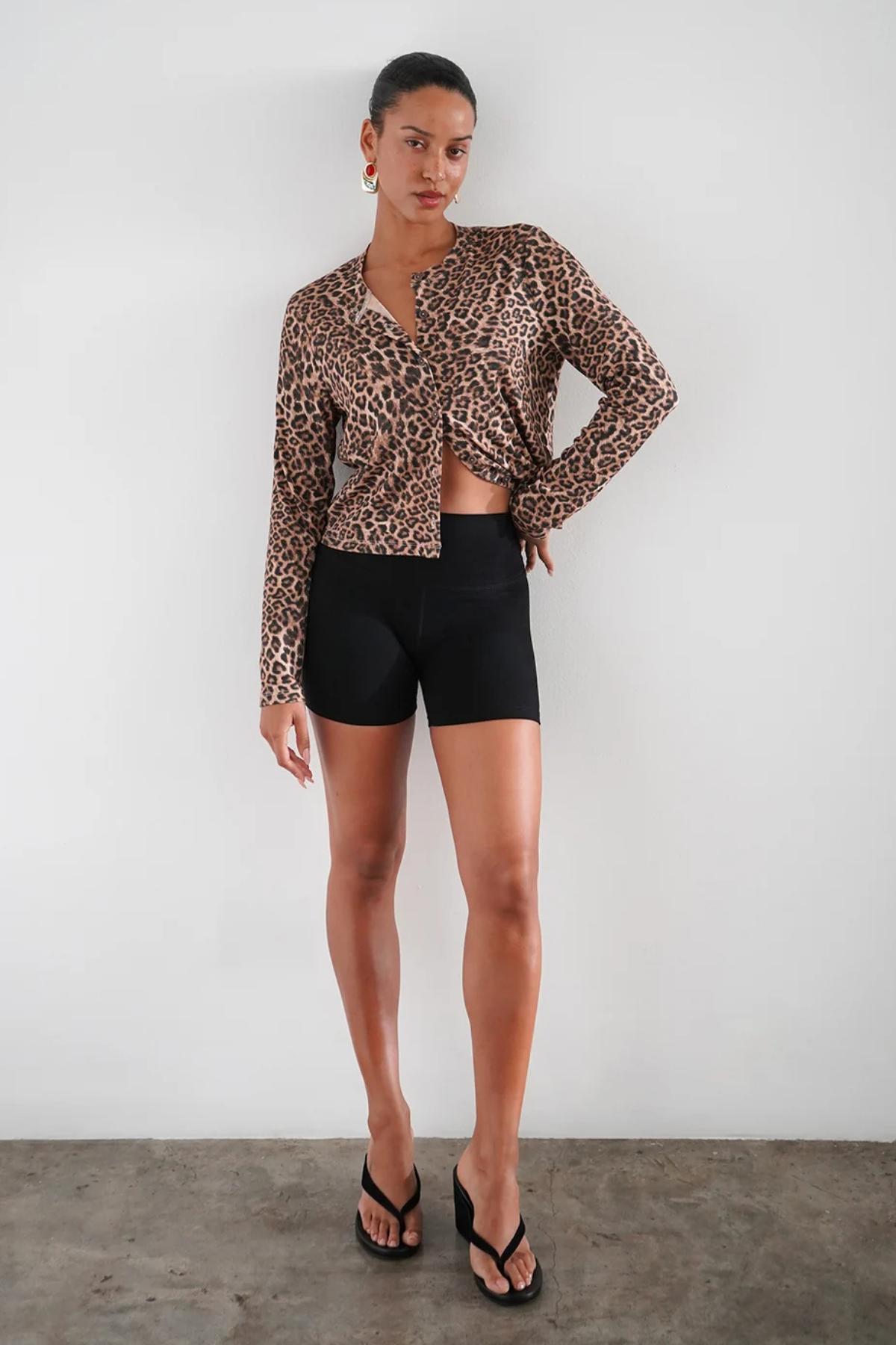 Mira Ribbed Cardigan-Leopardo