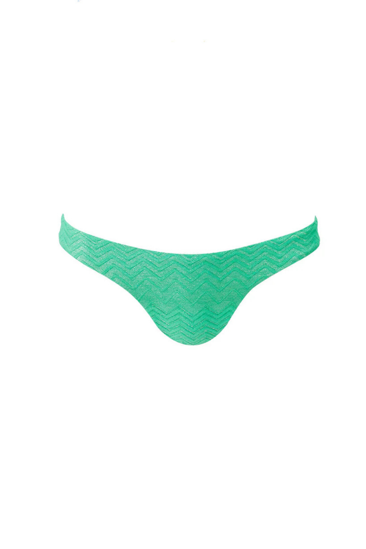 Bikini verde esmeralda con textura tridimensional y silueta limpia inspirada en el lujo resort