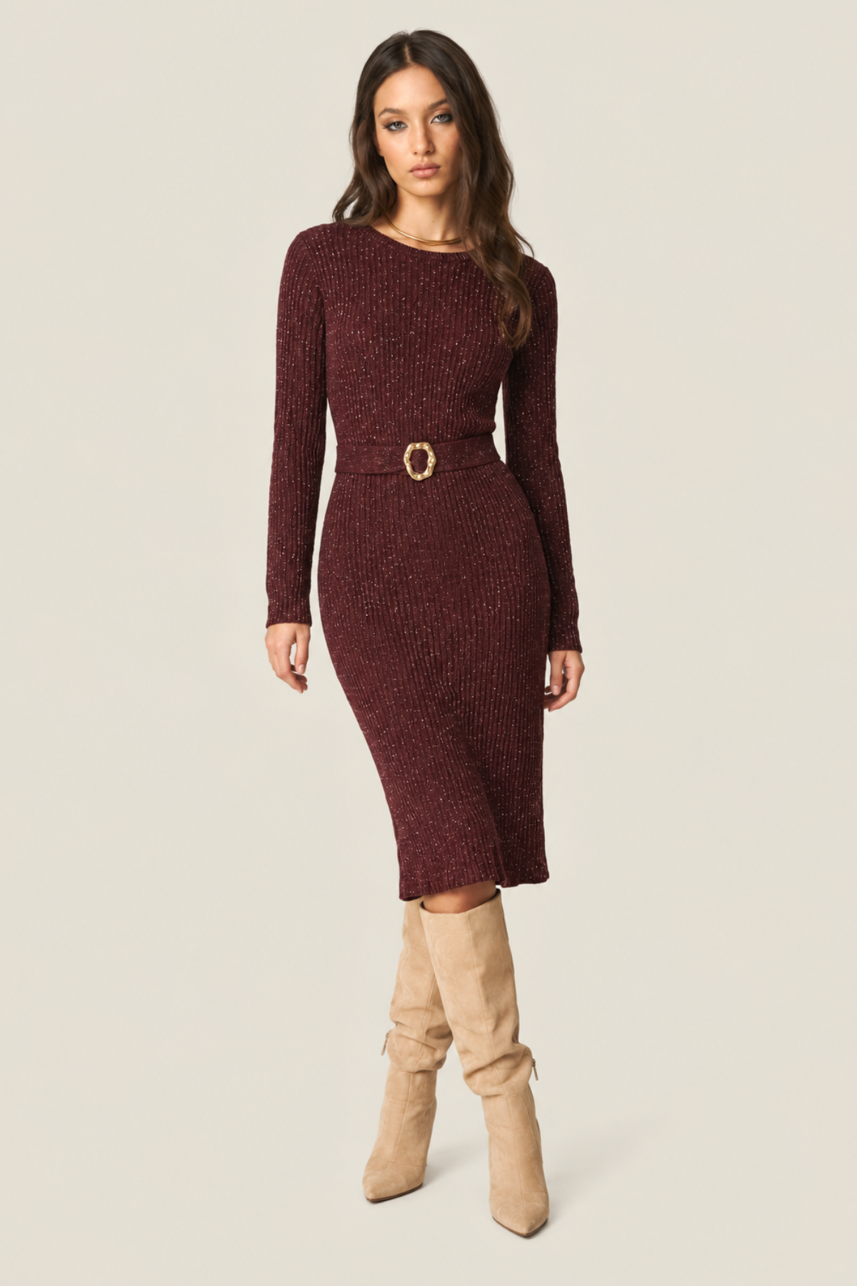 Chocolate Knit Midi Dress